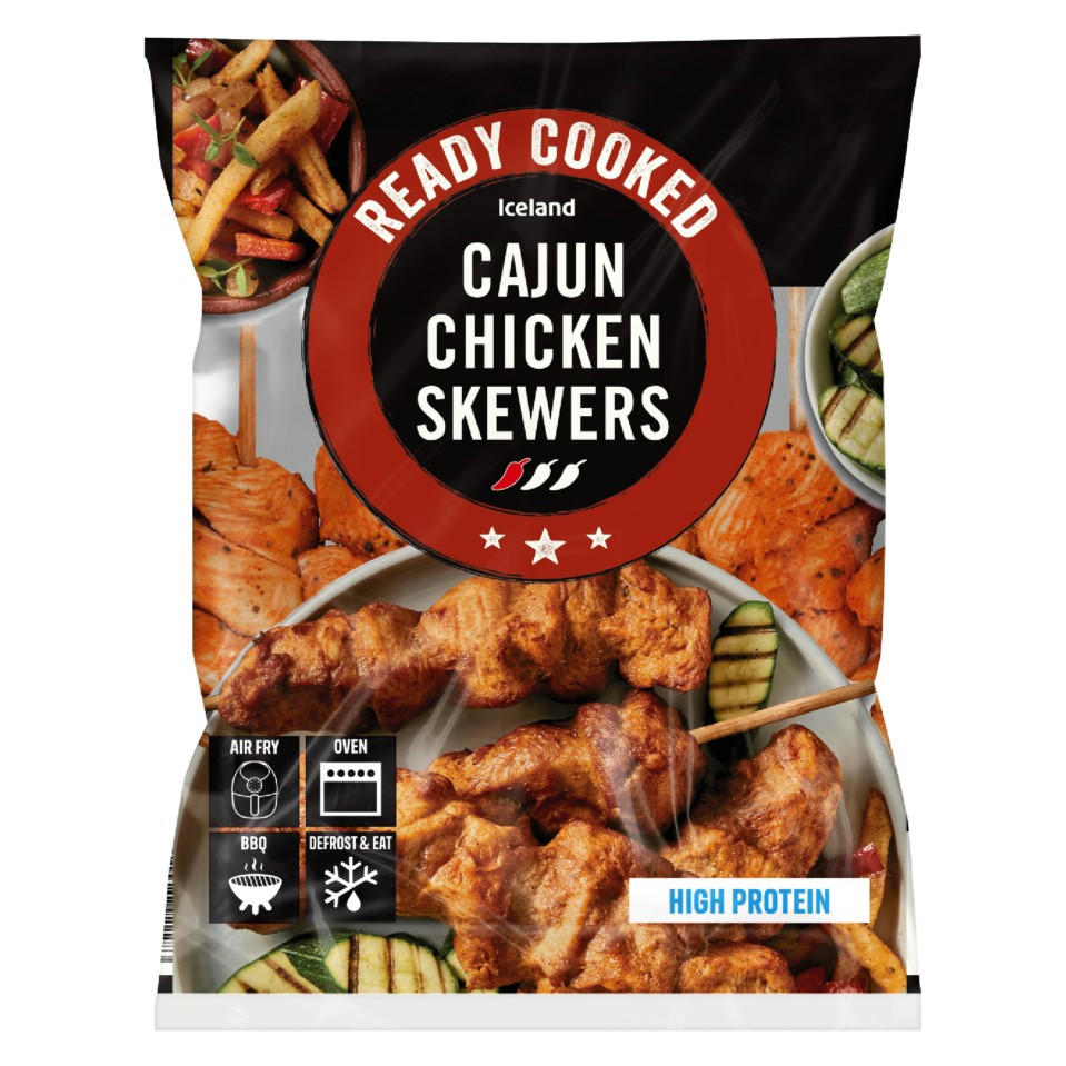 Iceland 4pk Ready Cooked Cajun Chicken Skewers 340g