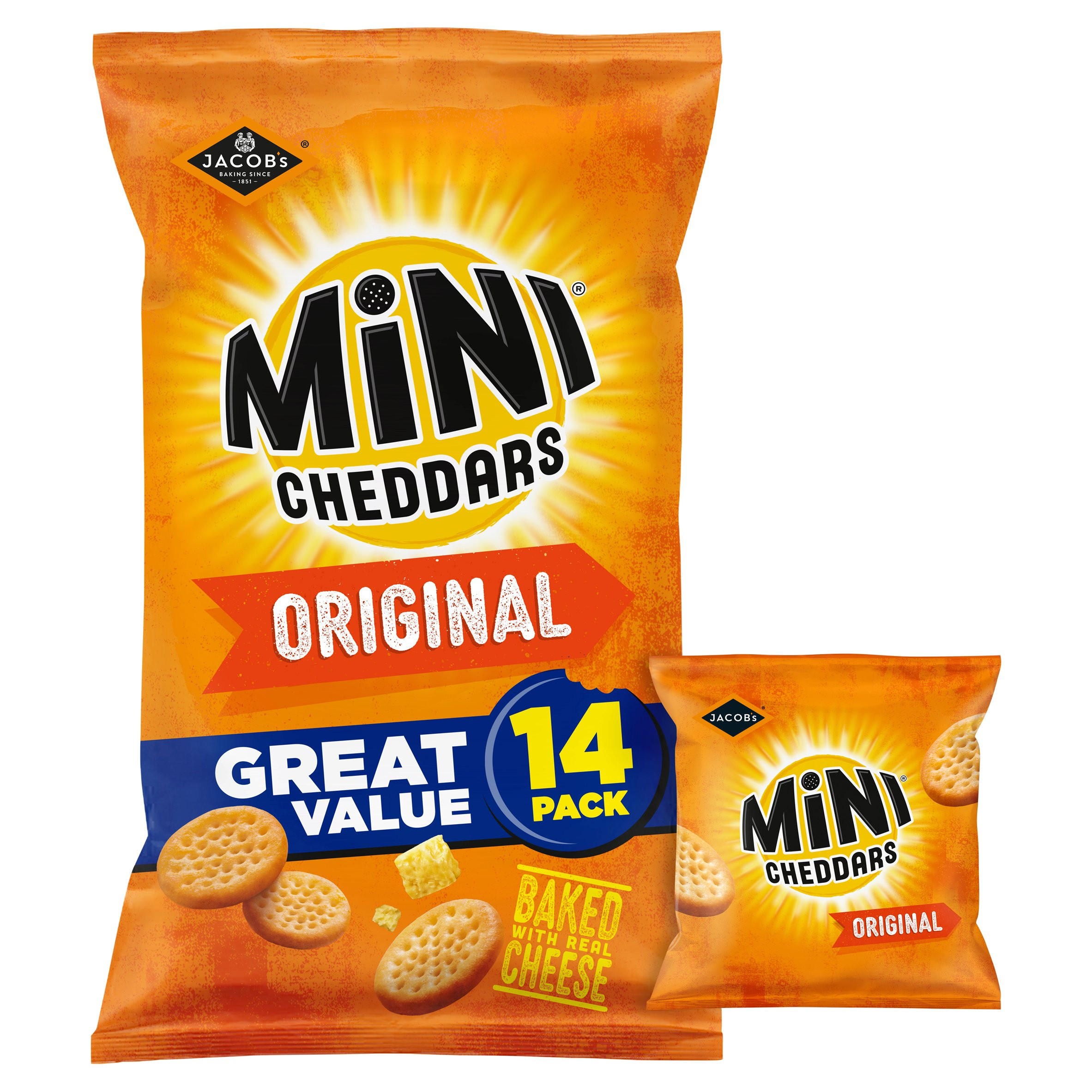 Jacob's Mini Cheddars Original Multipack Snacks 14 Pack 14x23g
