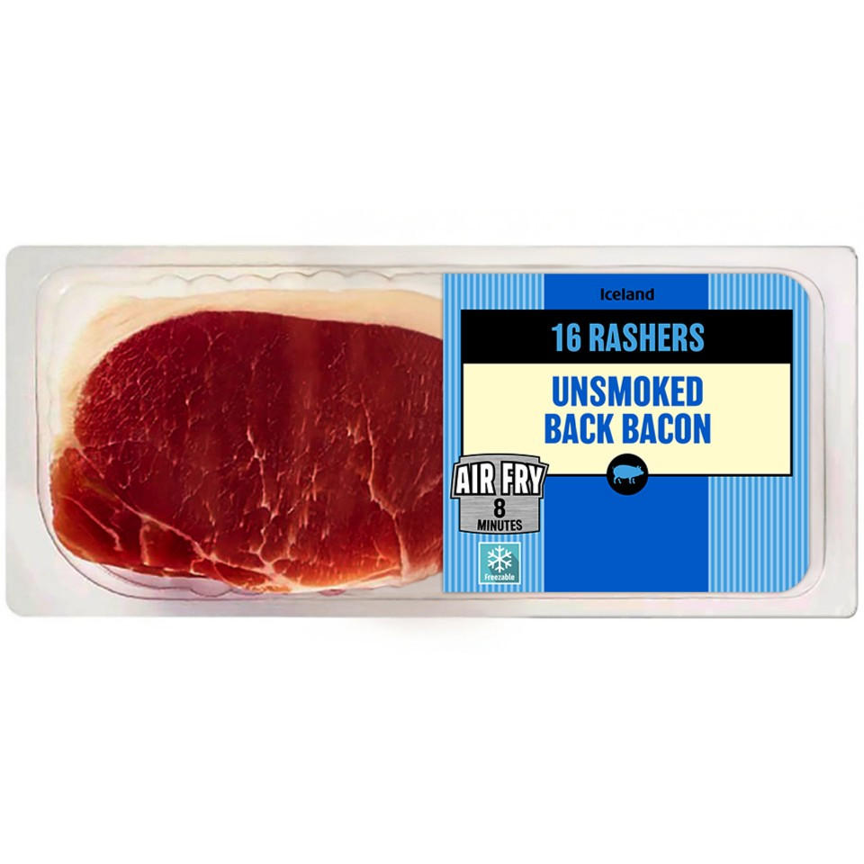Iceland 16 Rashers (approx.) Unsmoked Back Bacon 500g