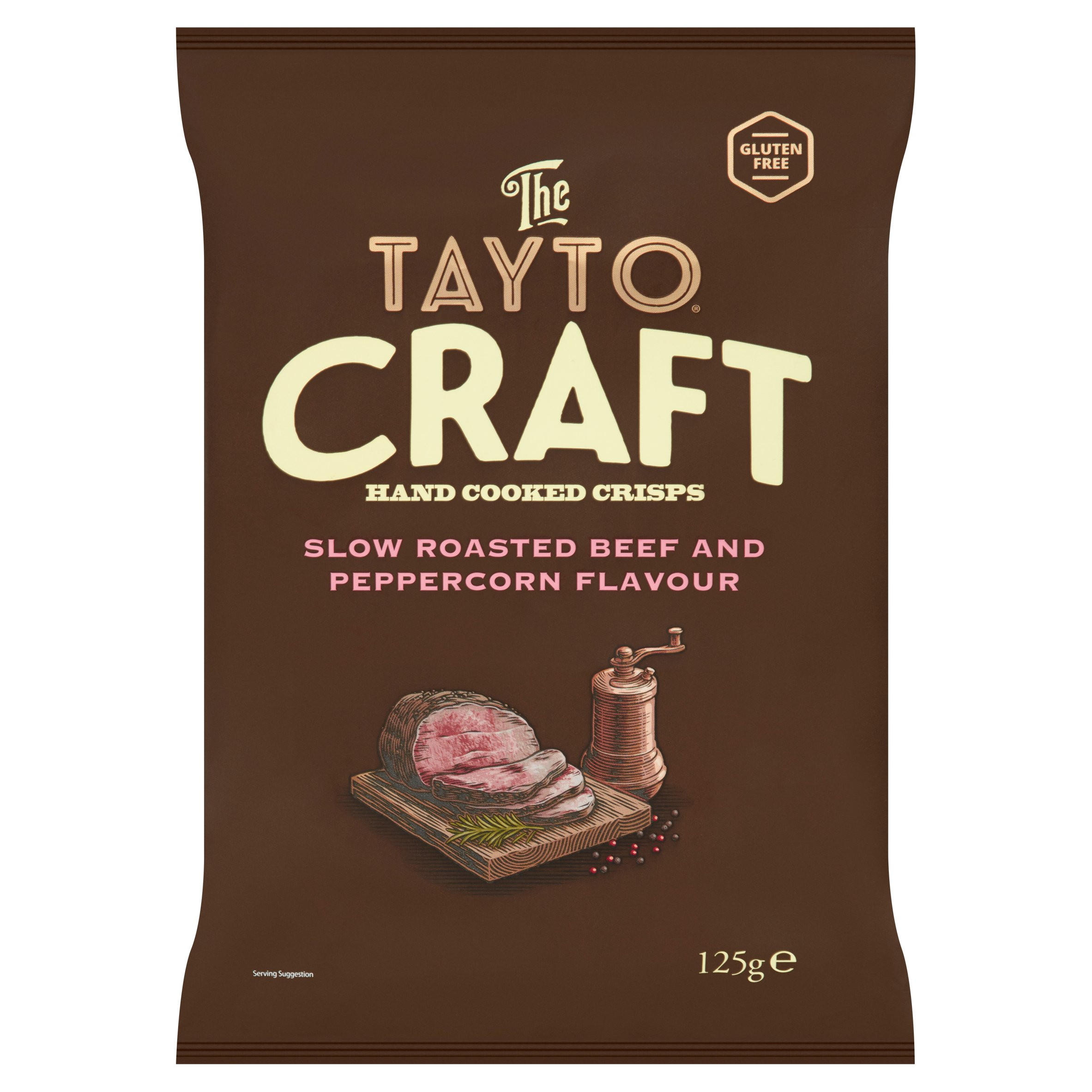 Tayto Craft Hand Cooked Crisps Slow Roasted Beef and Peppercorn Flavour 125g