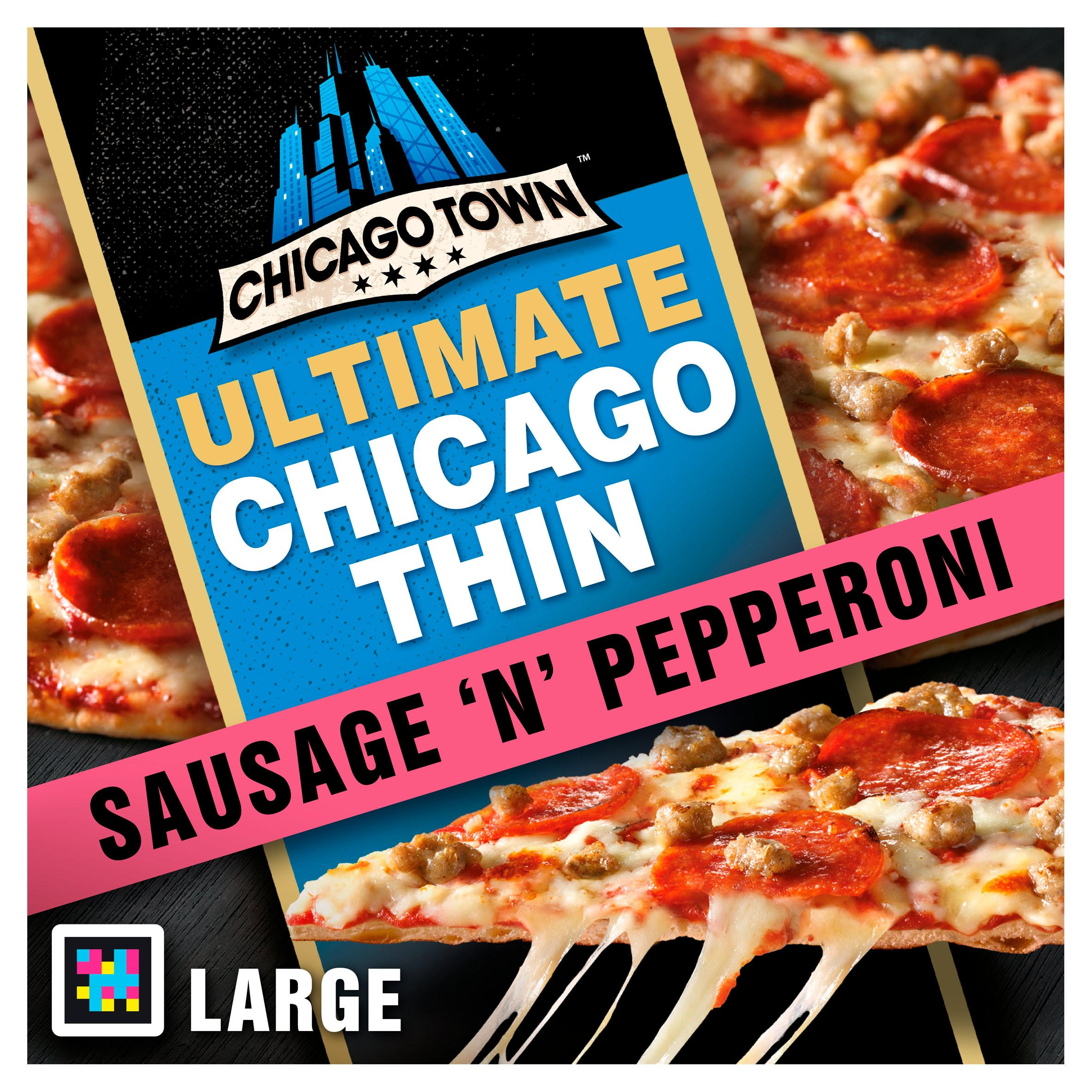 Chicago Town Ultimate Chicago Thin Sausage and Pepperoni Pizza 431g