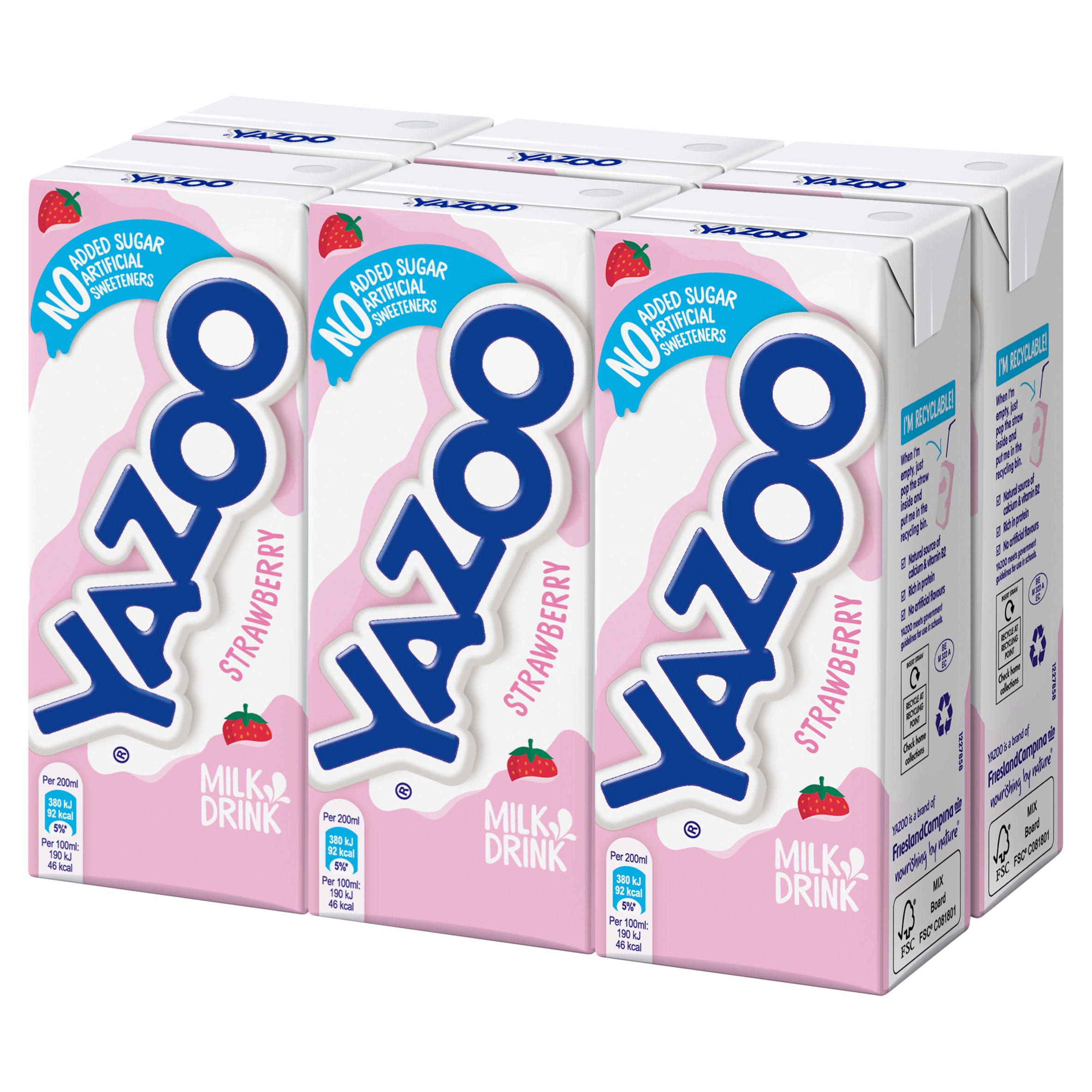 Yazoo Strawberry Milk Drink 6 x 200ml