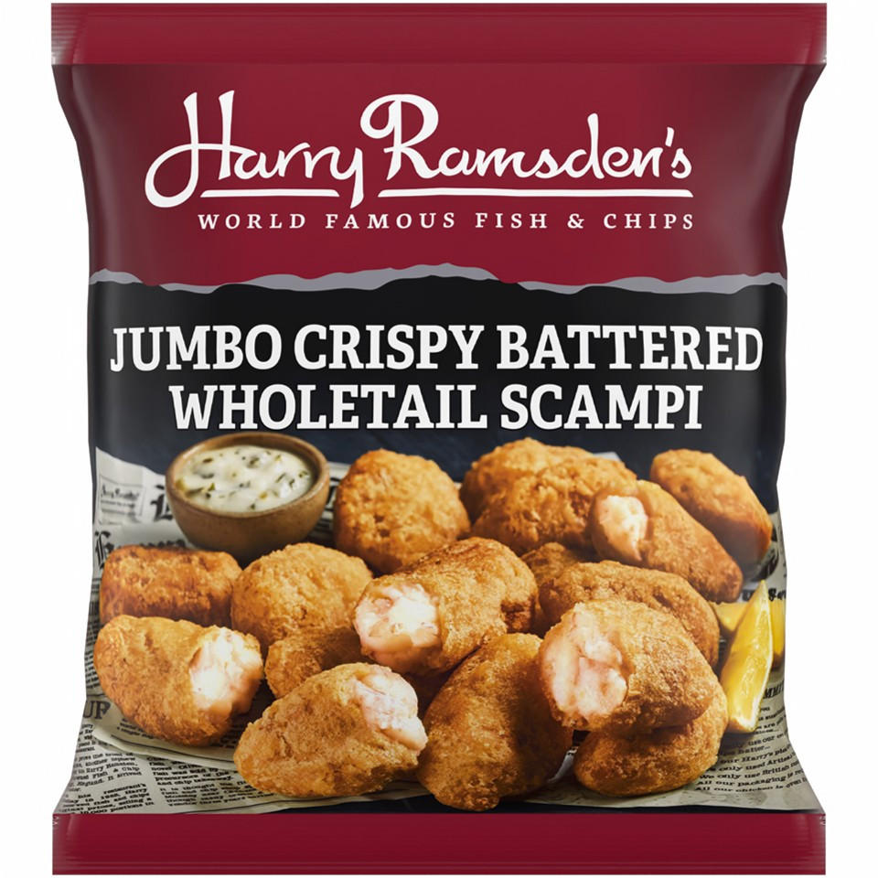 Harry Ramsdens Jumbo Crispy Battered Wholetail Scampi 300g
