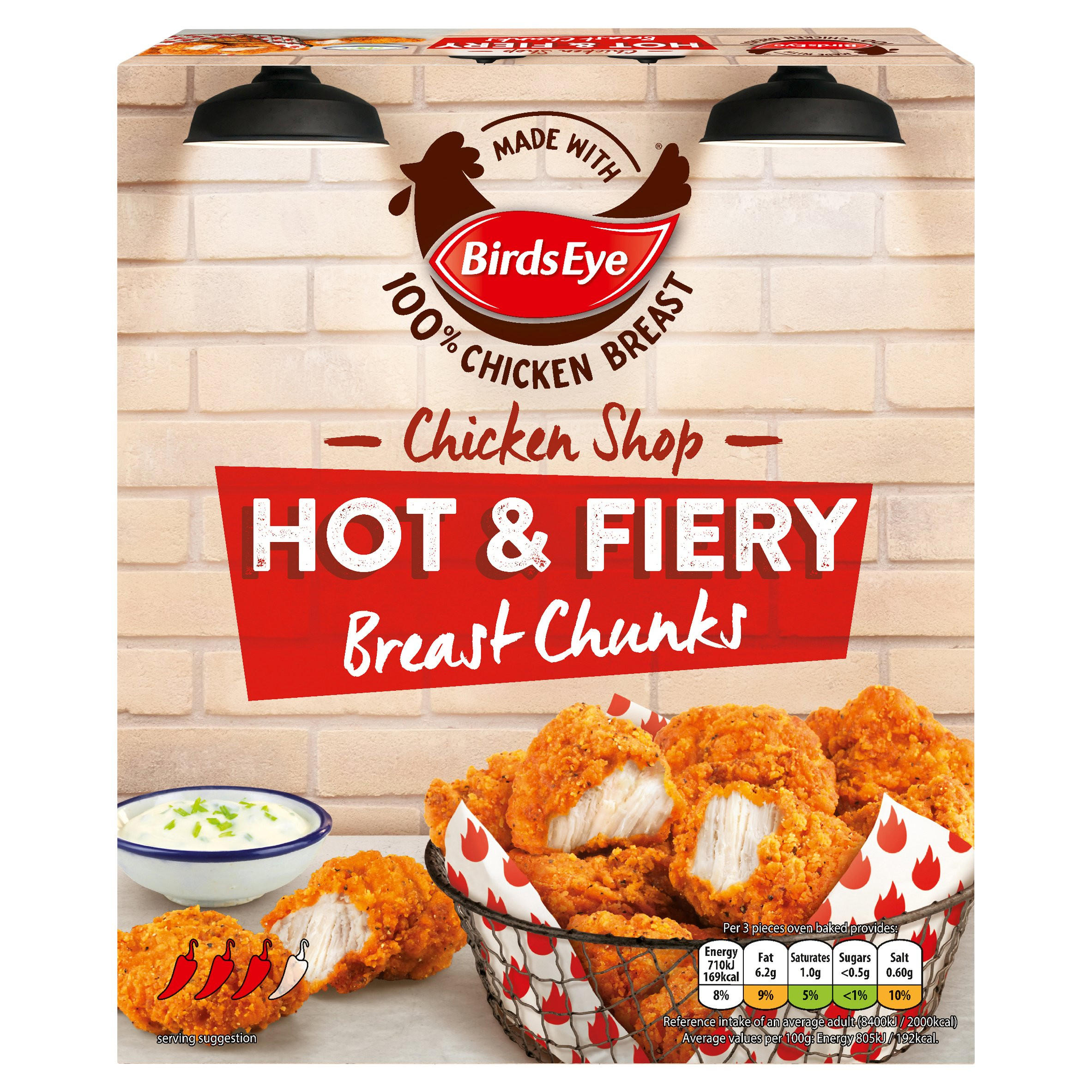 Birds Eye Chicken Shop Hot & Fiery Breaded Chicken Breast Chunks 350g