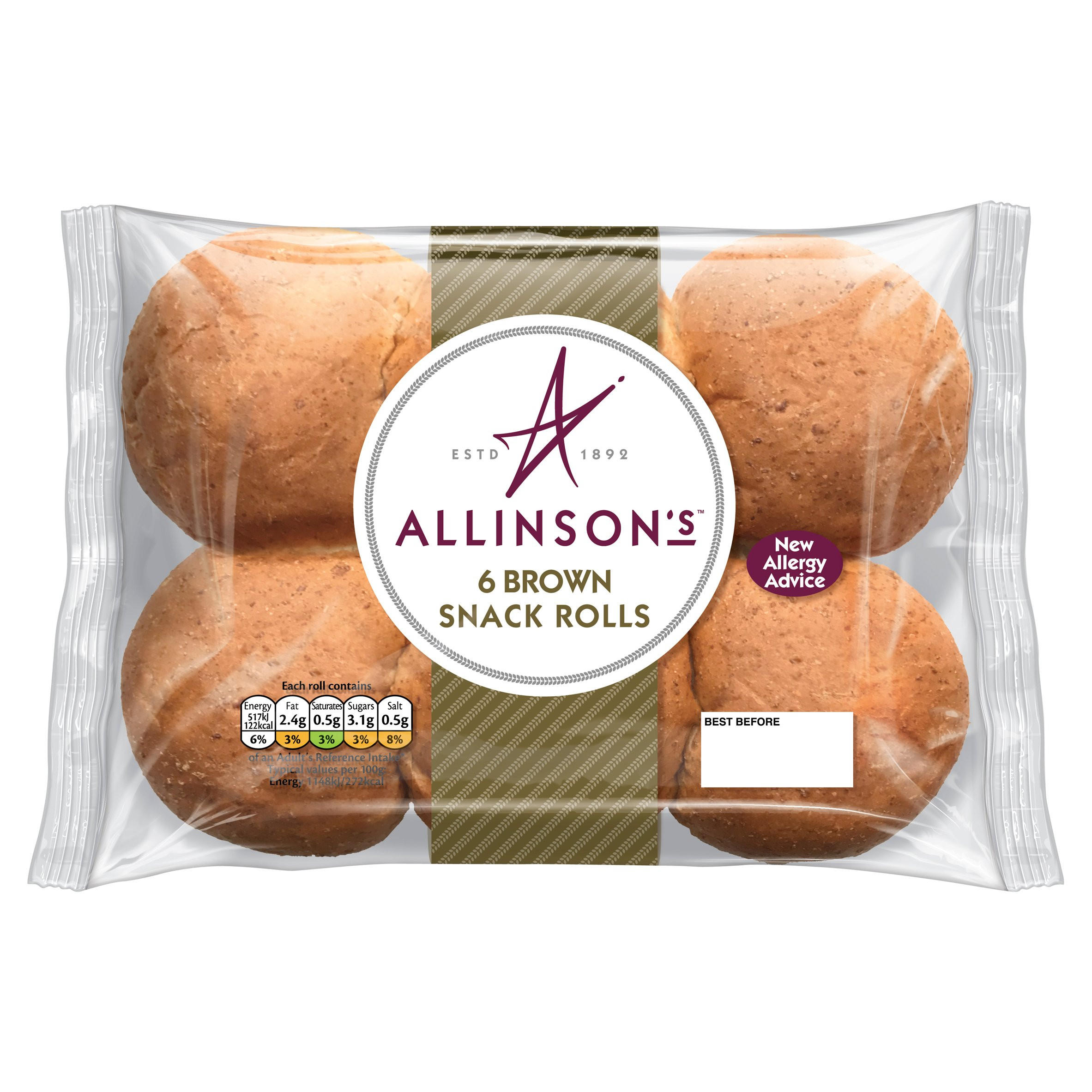 Allinson's 6 Brown Snack Rolls
