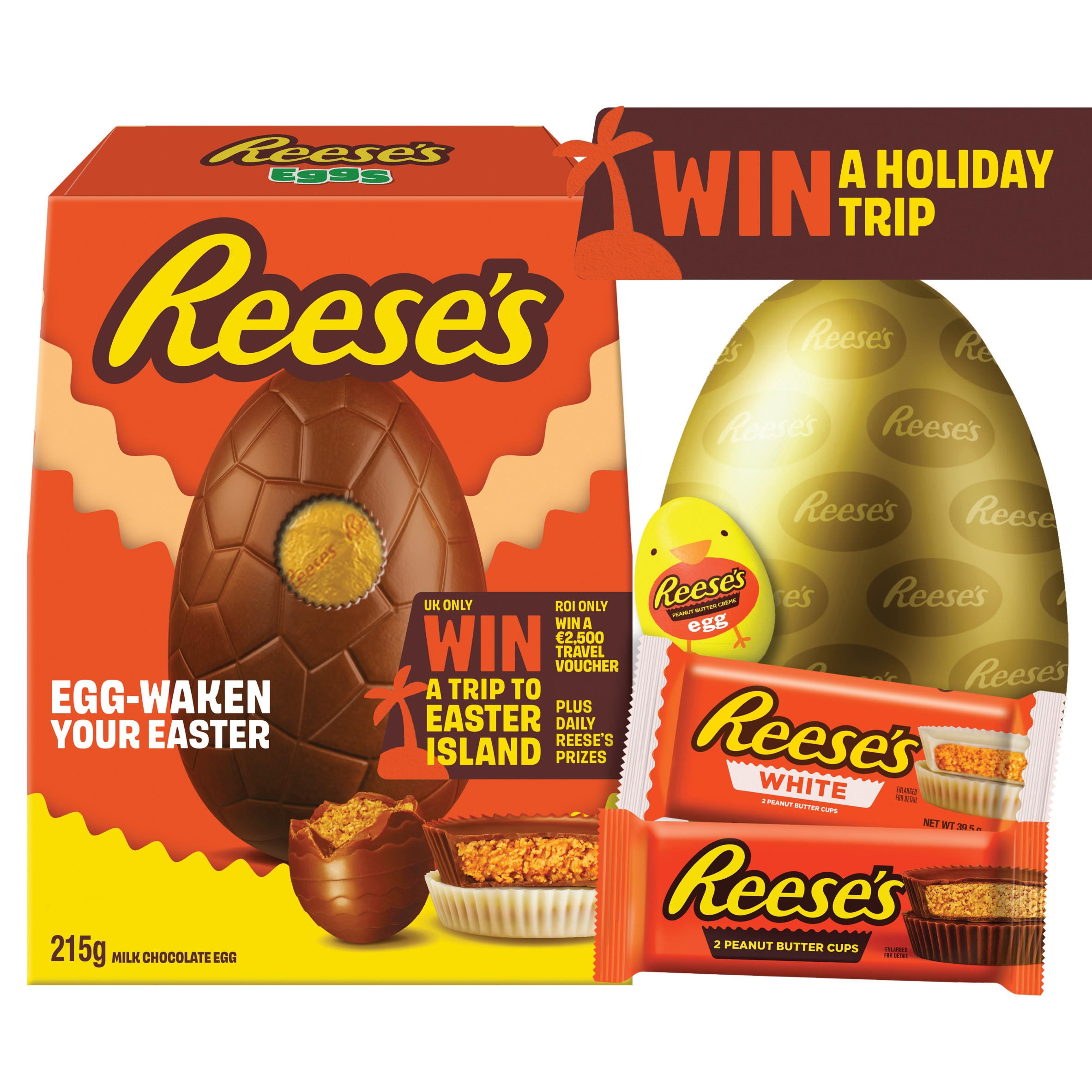 Reese's Milk Chocolate Hollow Egg with Milk & White Peanut Butter Cups and Peanut Butter Creme Egg 215g