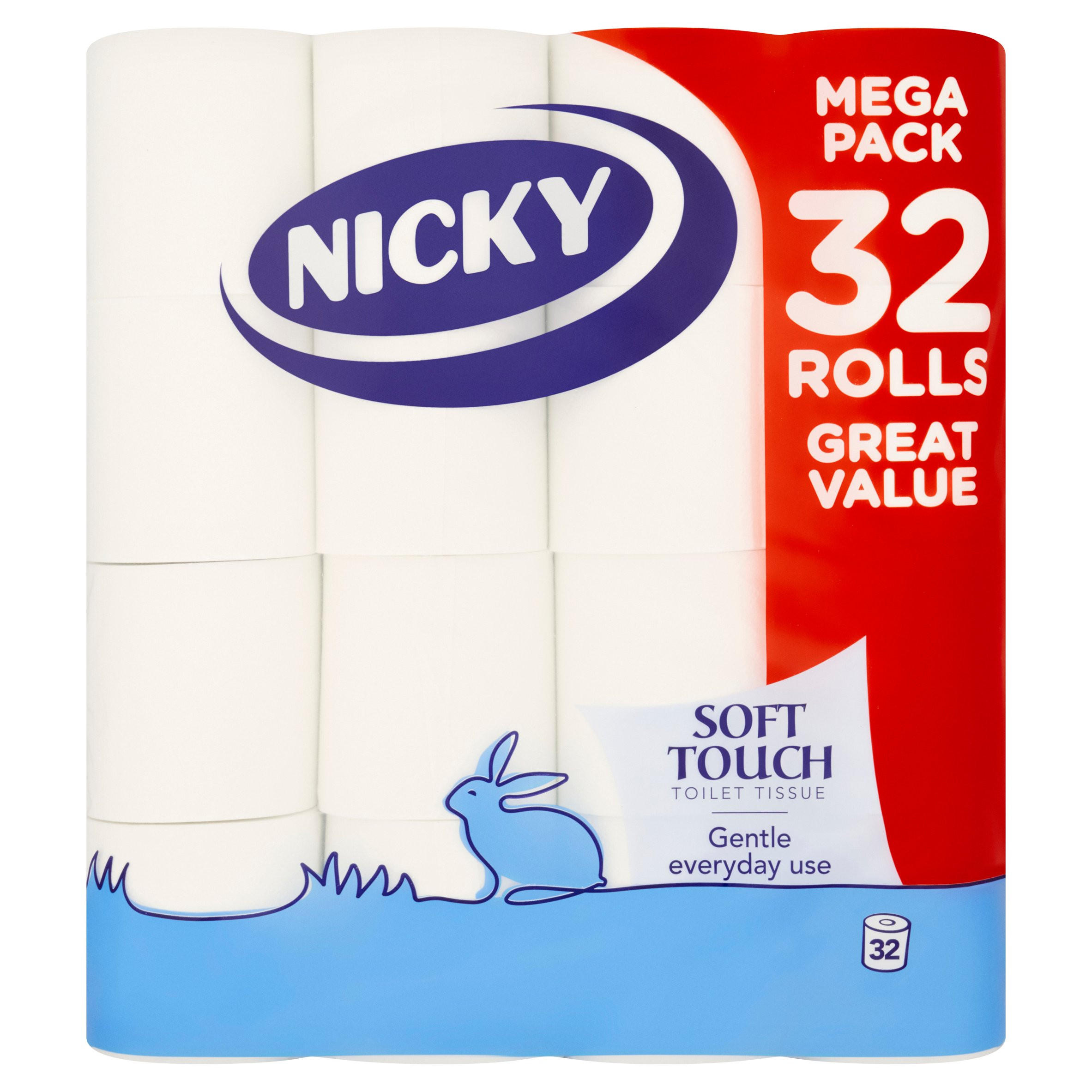 Nicky Soft Touch Toilet Tissue 32 Rolls Mega Pack