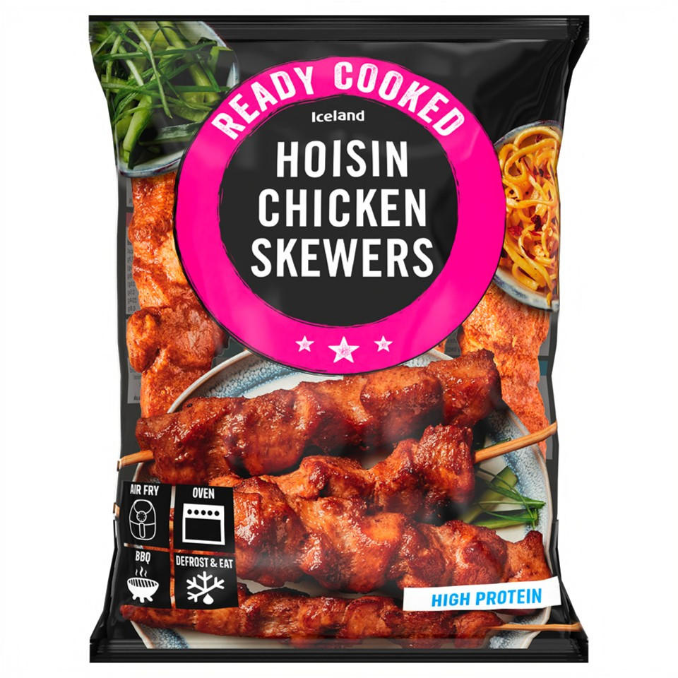Iceland Ready Cooked Hoisin Chicken Skewers 340g