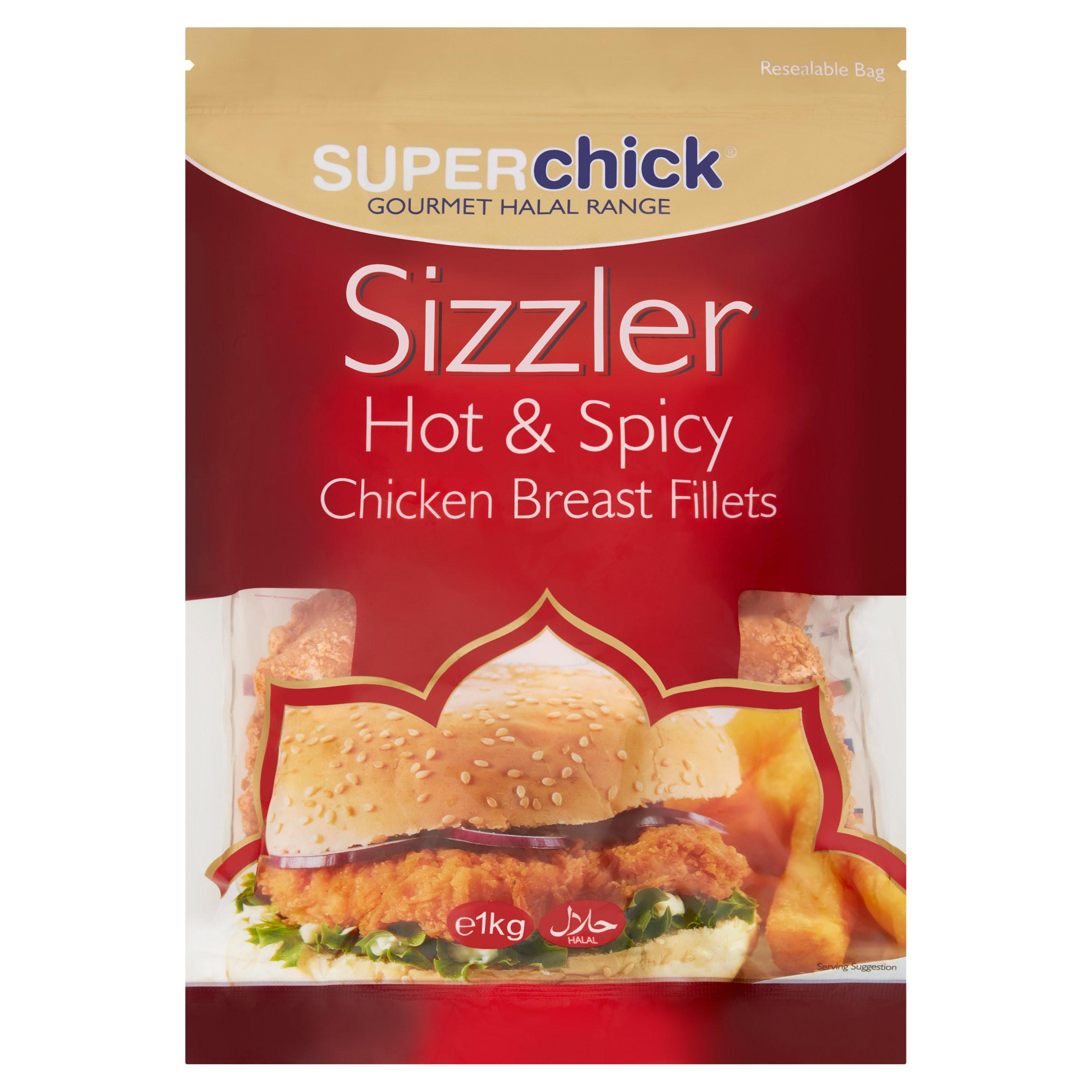 Superchick Sizzler Hot & Spicy Chicken Breast Fillets 1kg