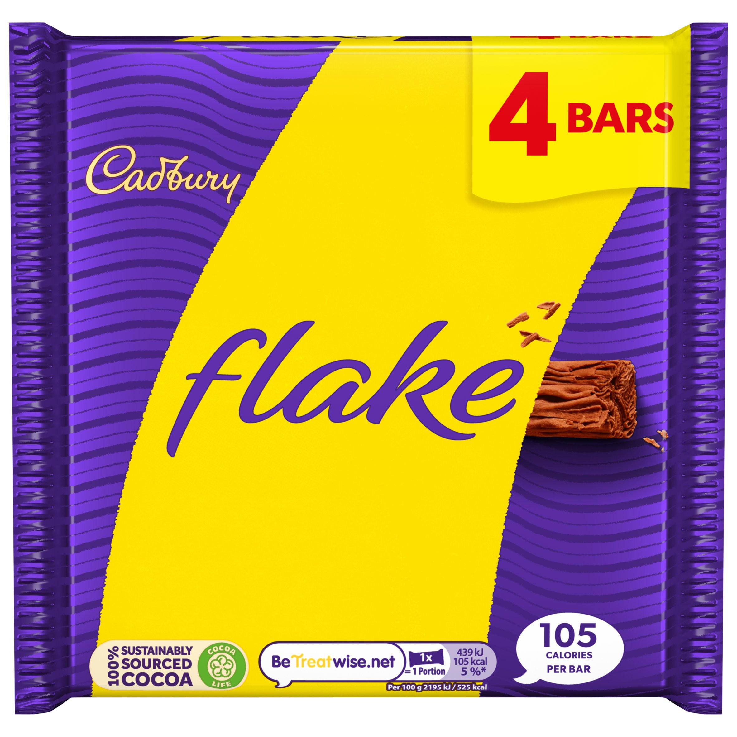 Cadbury Flake Chocolate Bar 4 Pack Multipack 80g