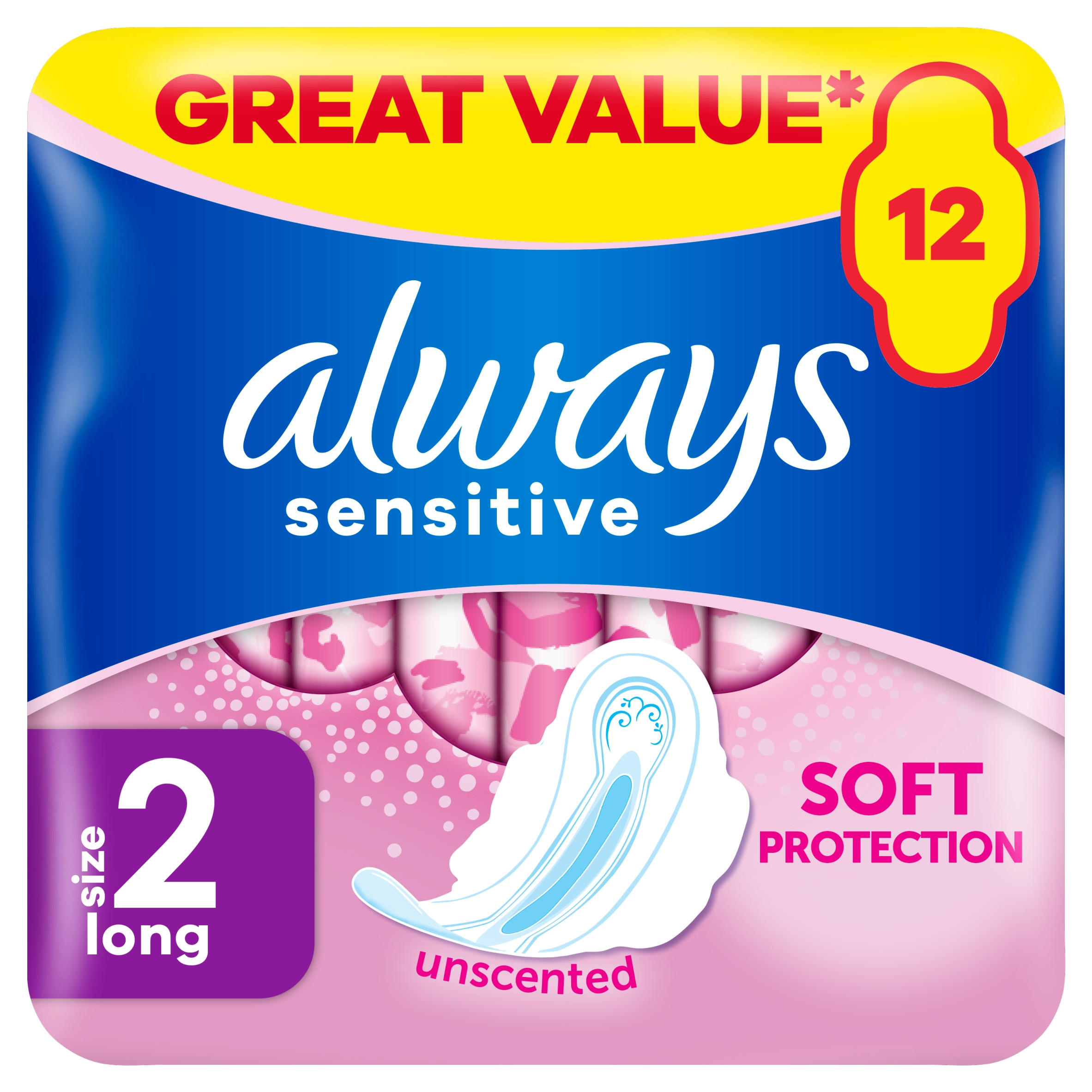 Always Sensitive Long Ultra (Size 2) Sanitary Towels Wings 12 Pads
