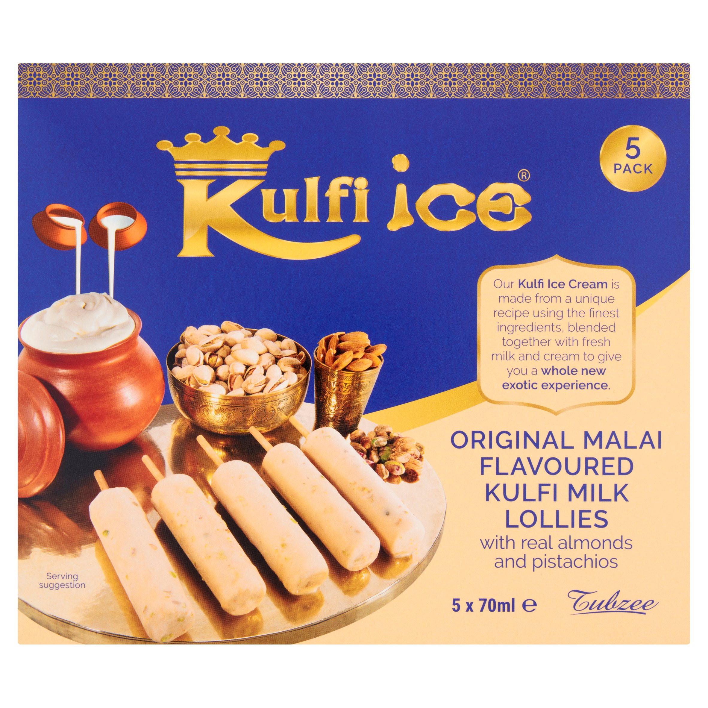 Kulfi Ice Original Malai Flavoured Kulfi Milk Lollies 5 x 70ml