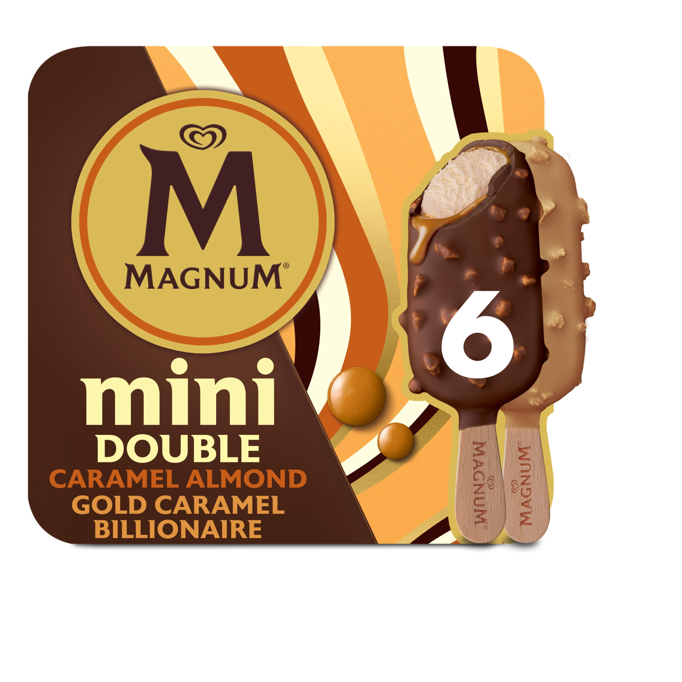 Magnum Mini Double Caramel Almond Gold Caramel Billionaire 6 x 330ml