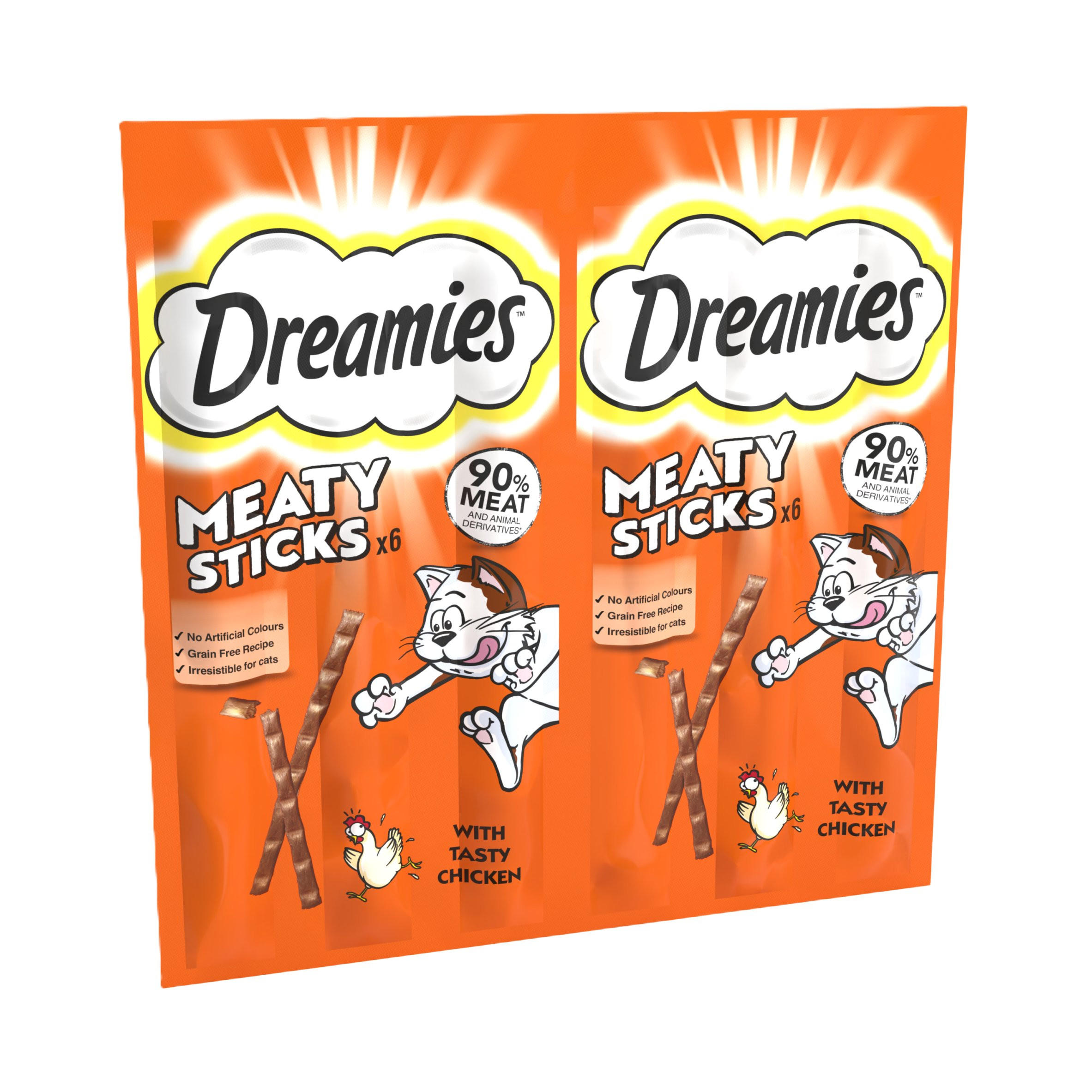 DREAMIES™ Meaty Sticks Adult Cat Treats with Tasty Chicken 30g