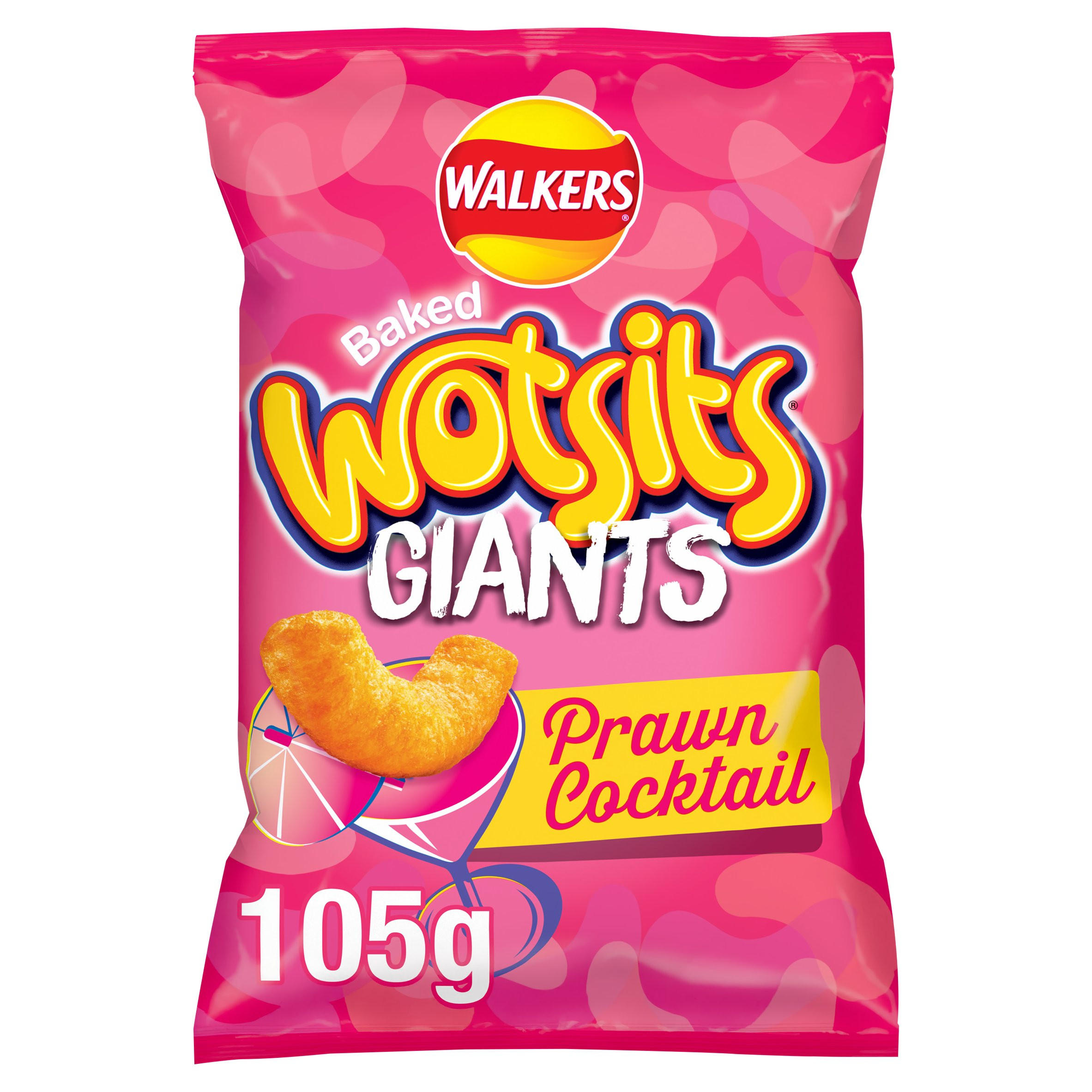 Walkers Wotsits Giants Prawn Cocktail Sharing Snacks Crisps 105g