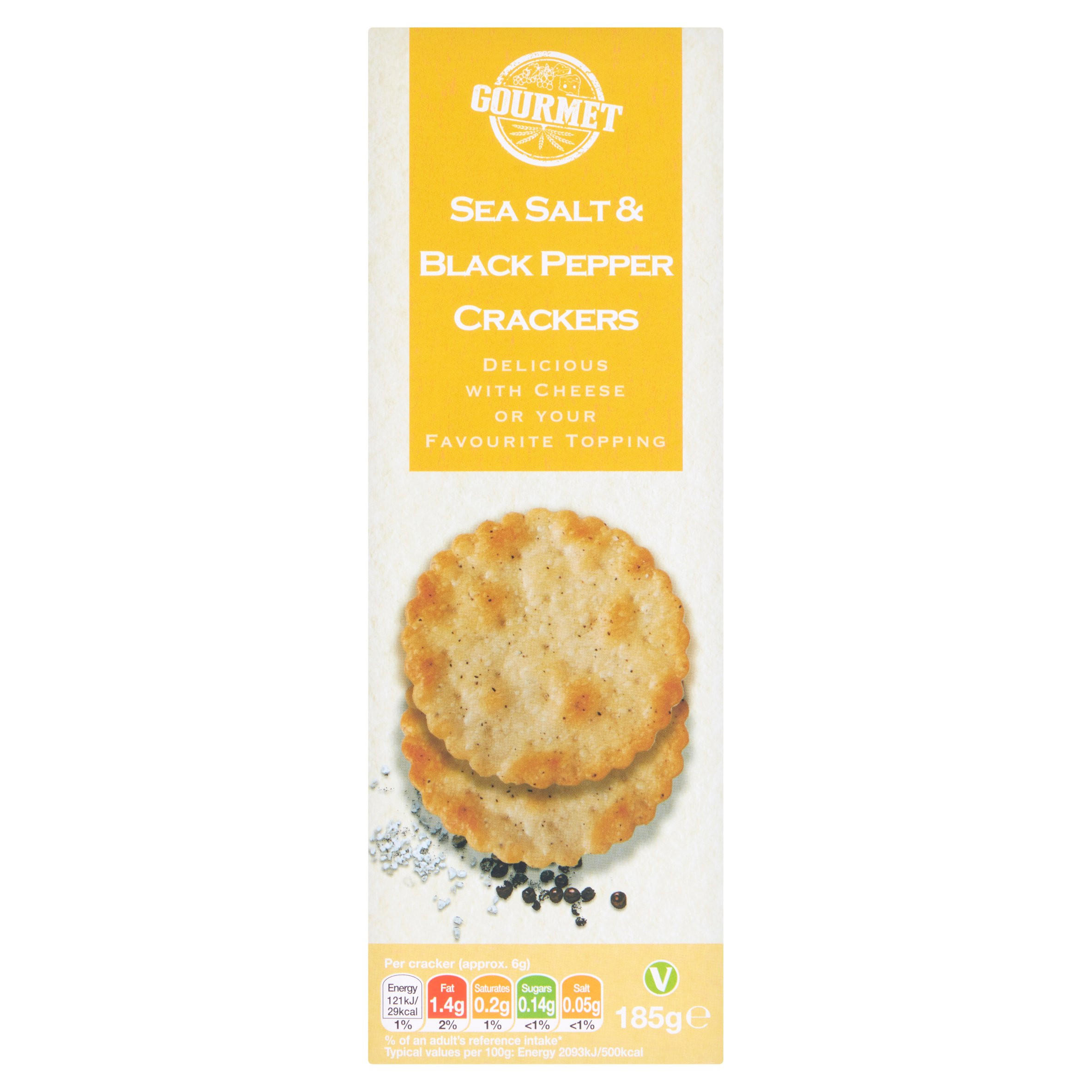 Gourmet Sea Salt & Black Pepper Crackers 185g