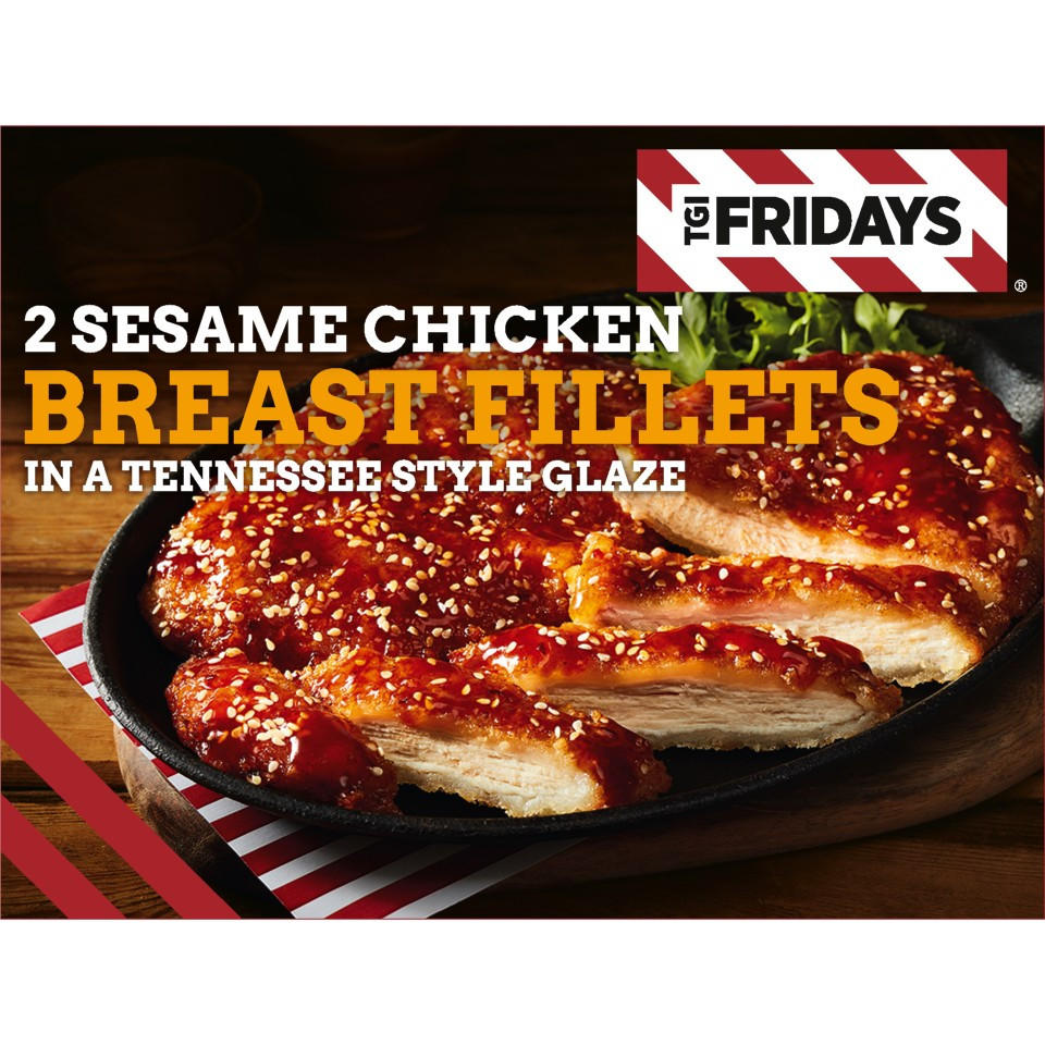 TGI Fridays 2 Sesame Chicken Breast Fillets in a Tennessee Style Glaze 410g