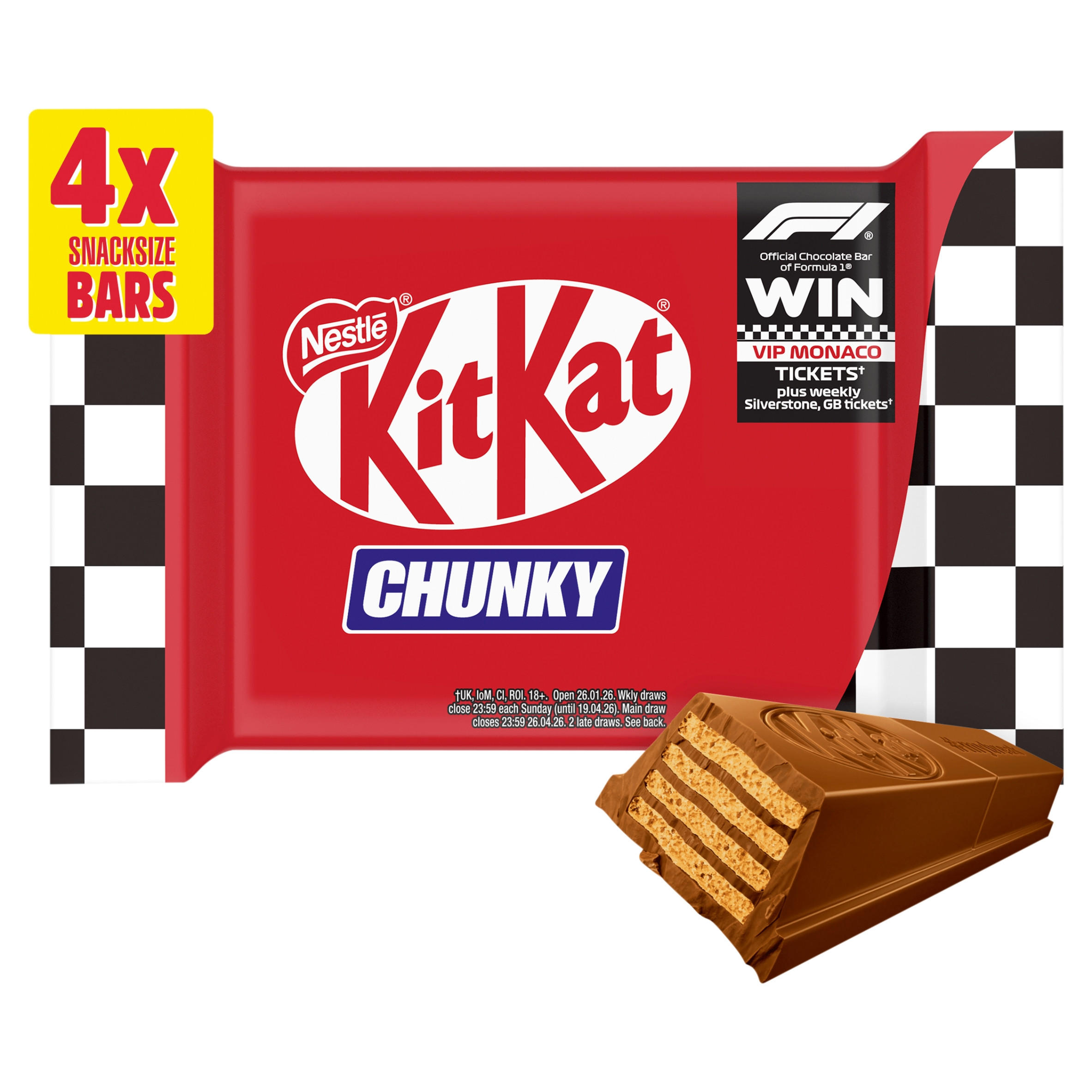 KitKat F1 Chunky Milk Chocolate Bar 4 Pack Multipack 128g