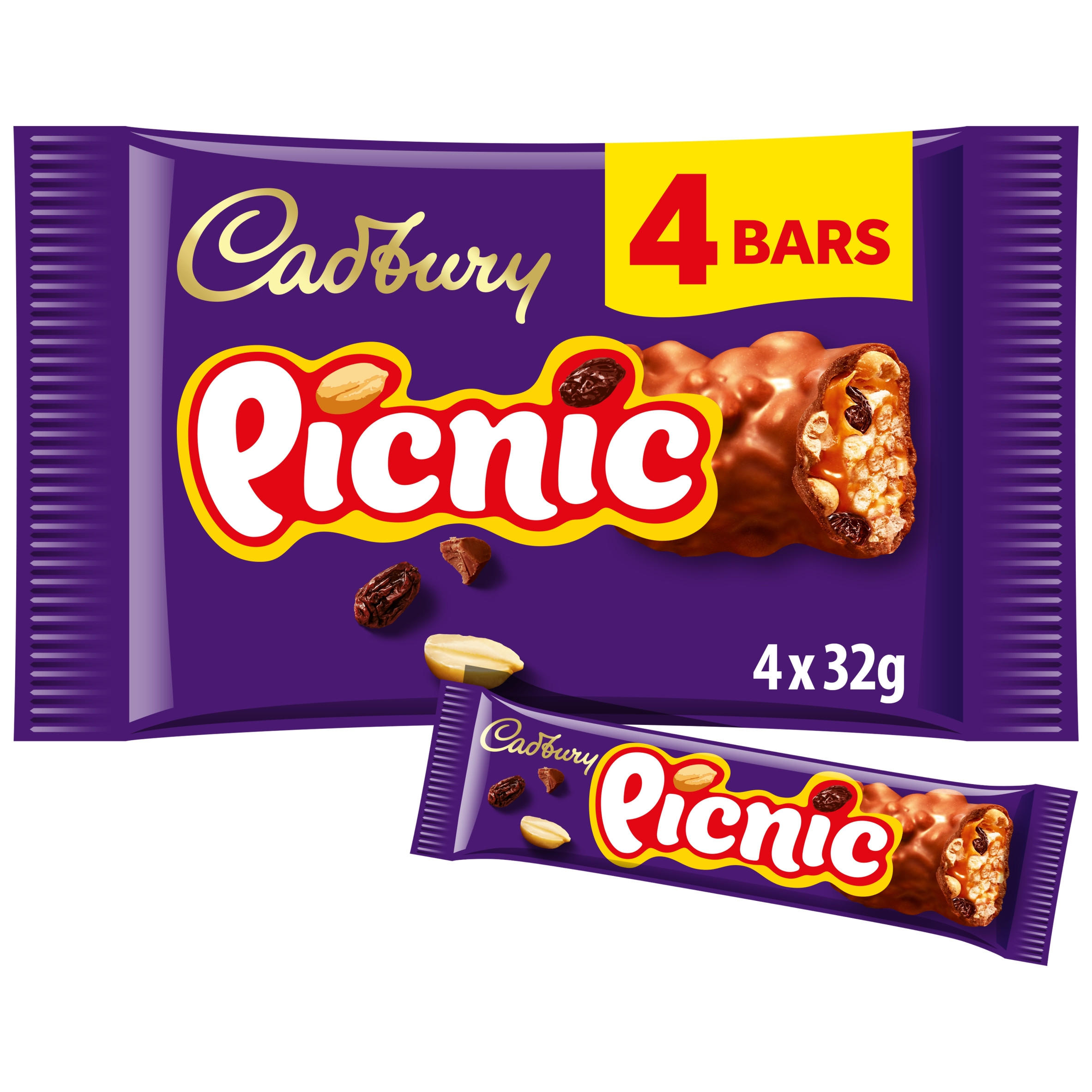 Cadbury Picnic Chocolate Bar 4 Pack Multipack 128g (4 x 32g)