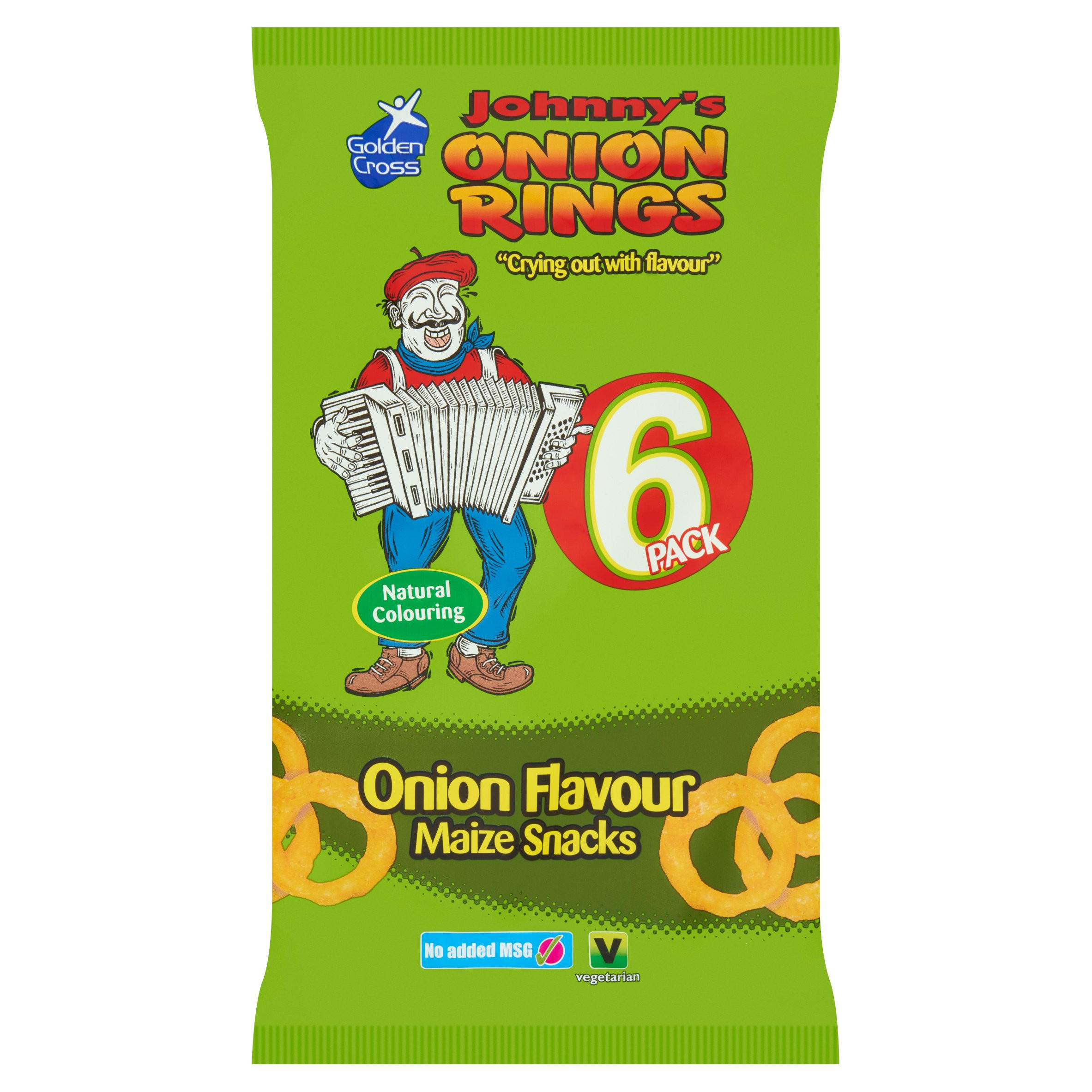 Golden Cross Johnny's Onion Rings Onion Flavour Maize Snacks 6 x 12g