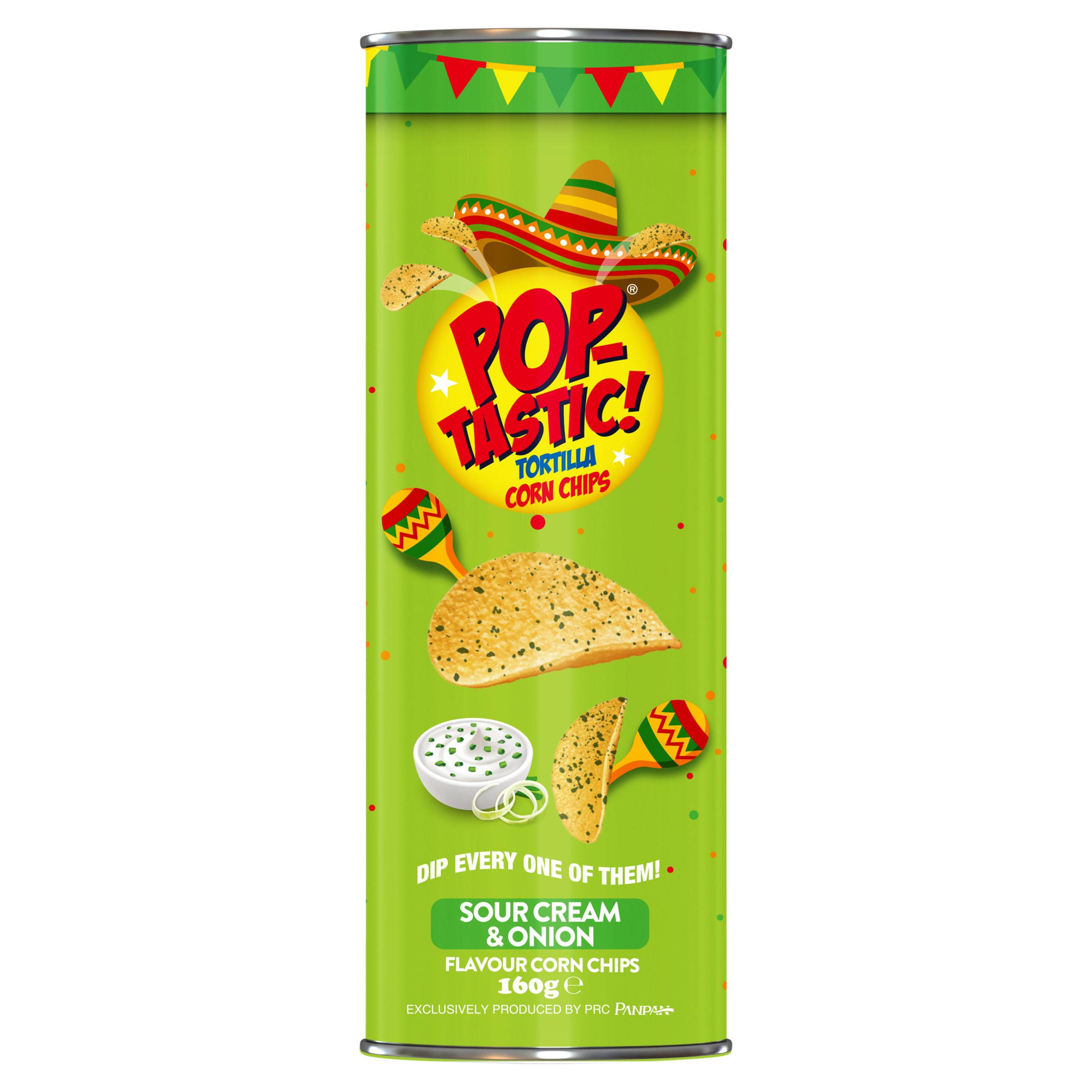 Pop-Tastic! Tortilla Sour Cream & Onion Flavour Corn Chips 160g