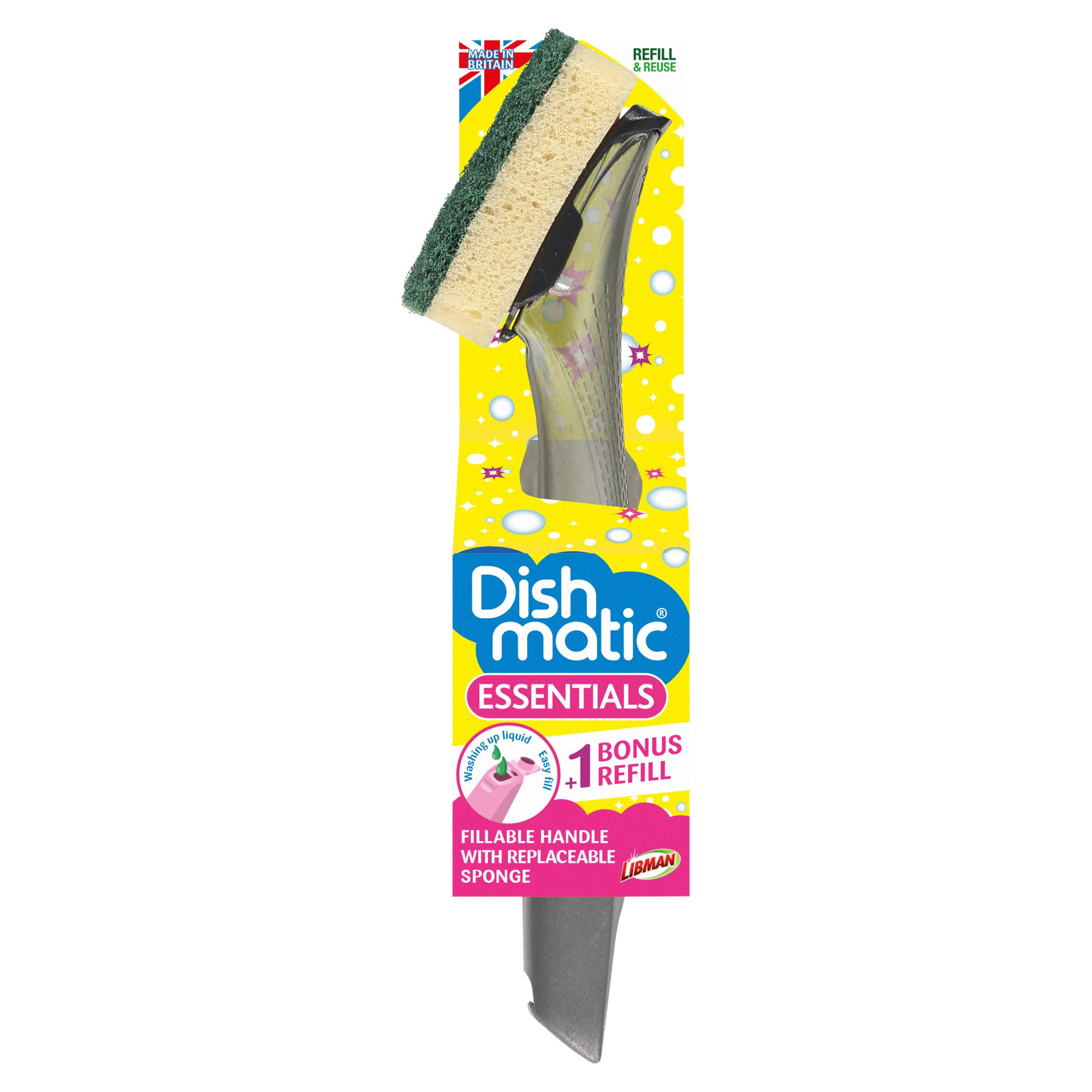 Dishmatic Essentials Classic Fillable Handle Replaceable Sponge
