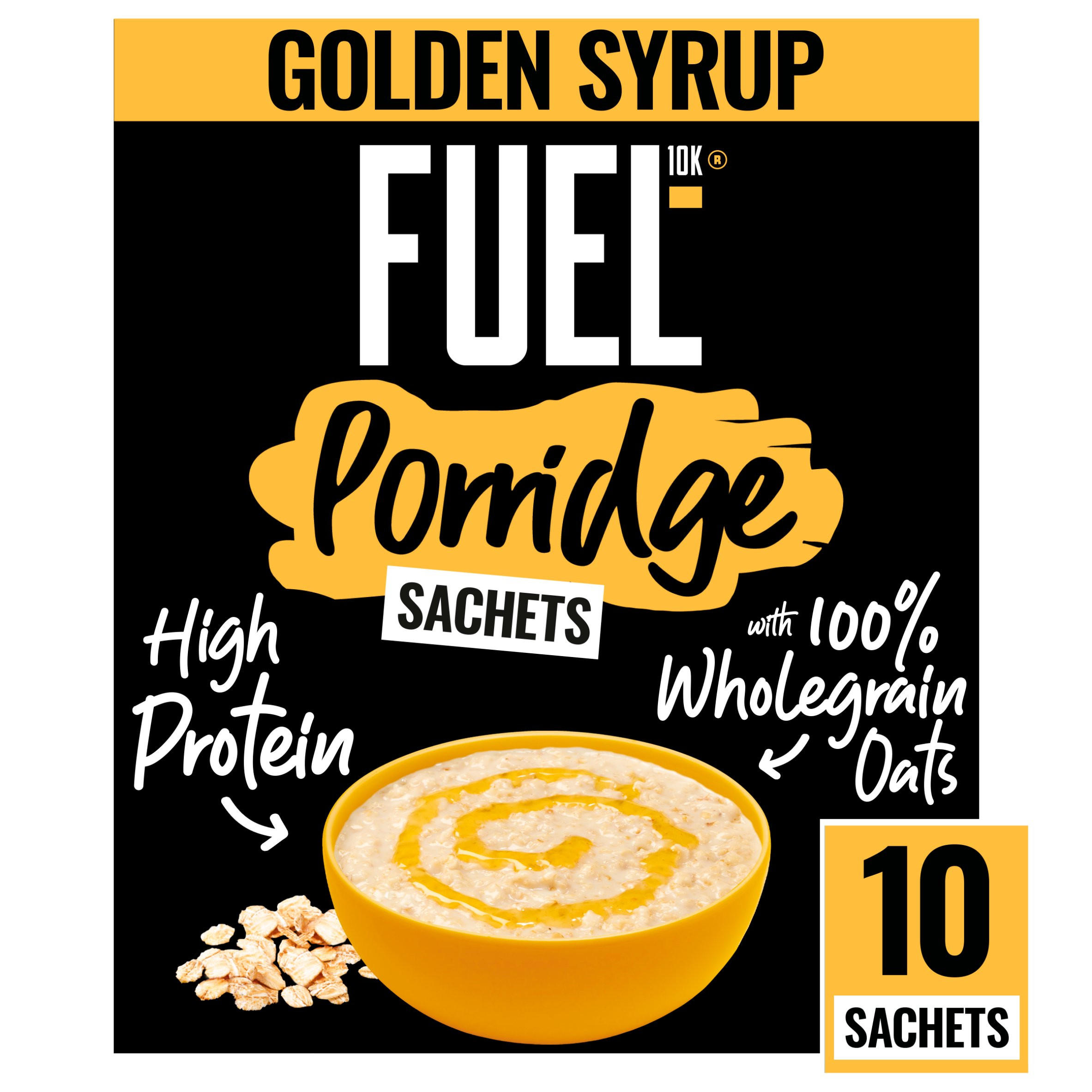 FUEL10K Golden Syrup Protein Porridge Oat Cereal Sachets 10x36g