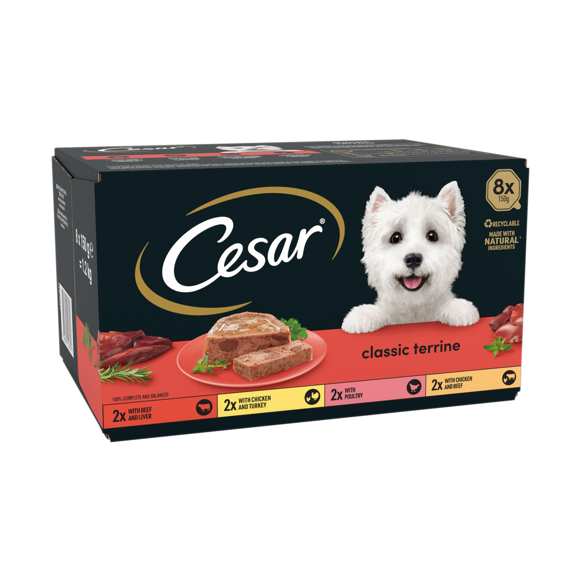 CESAR® Classics Terrine Dog Food Trays Mixed in Loaf 8 x 150g