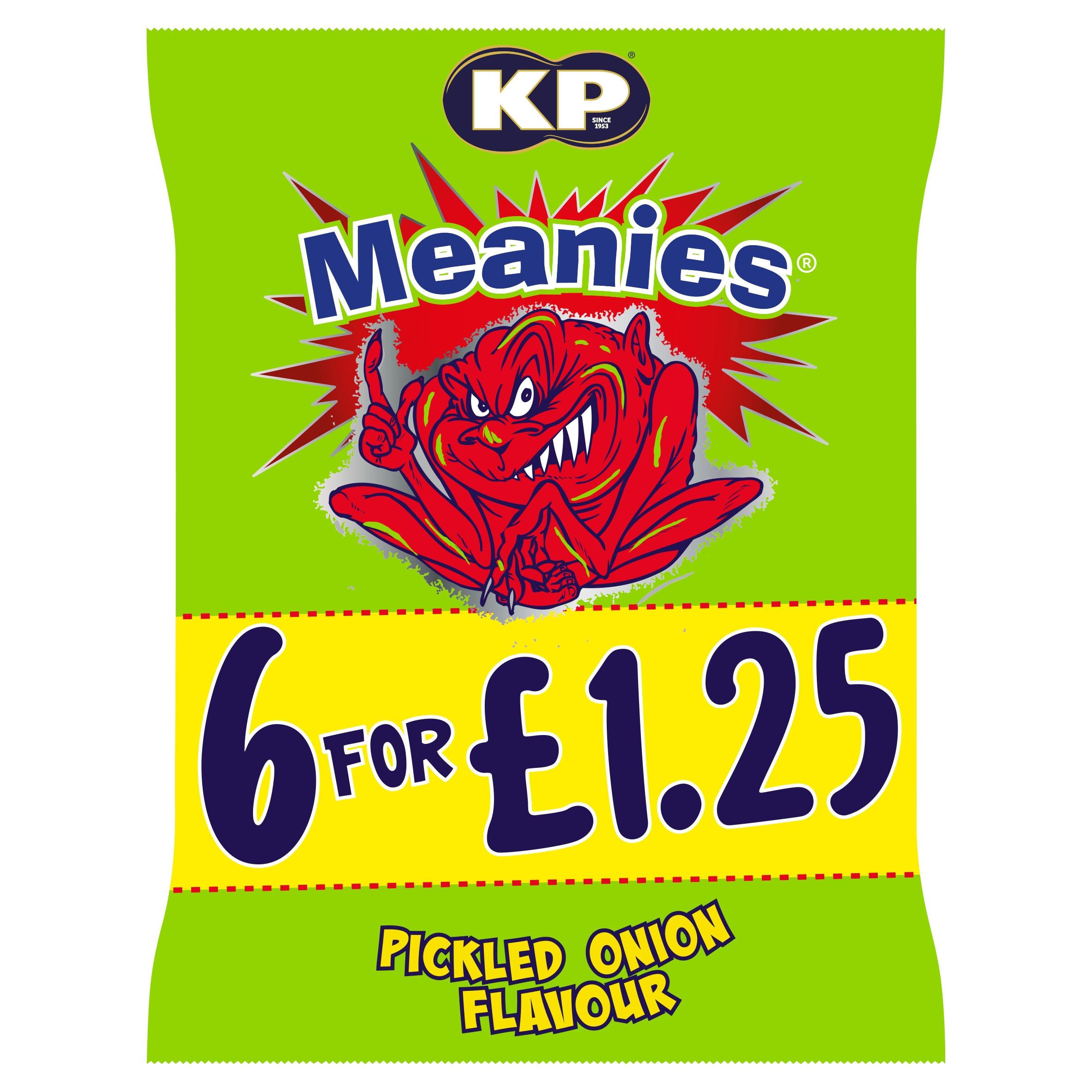 KP Meanies Pickled Onion Flavour 6 x 17g