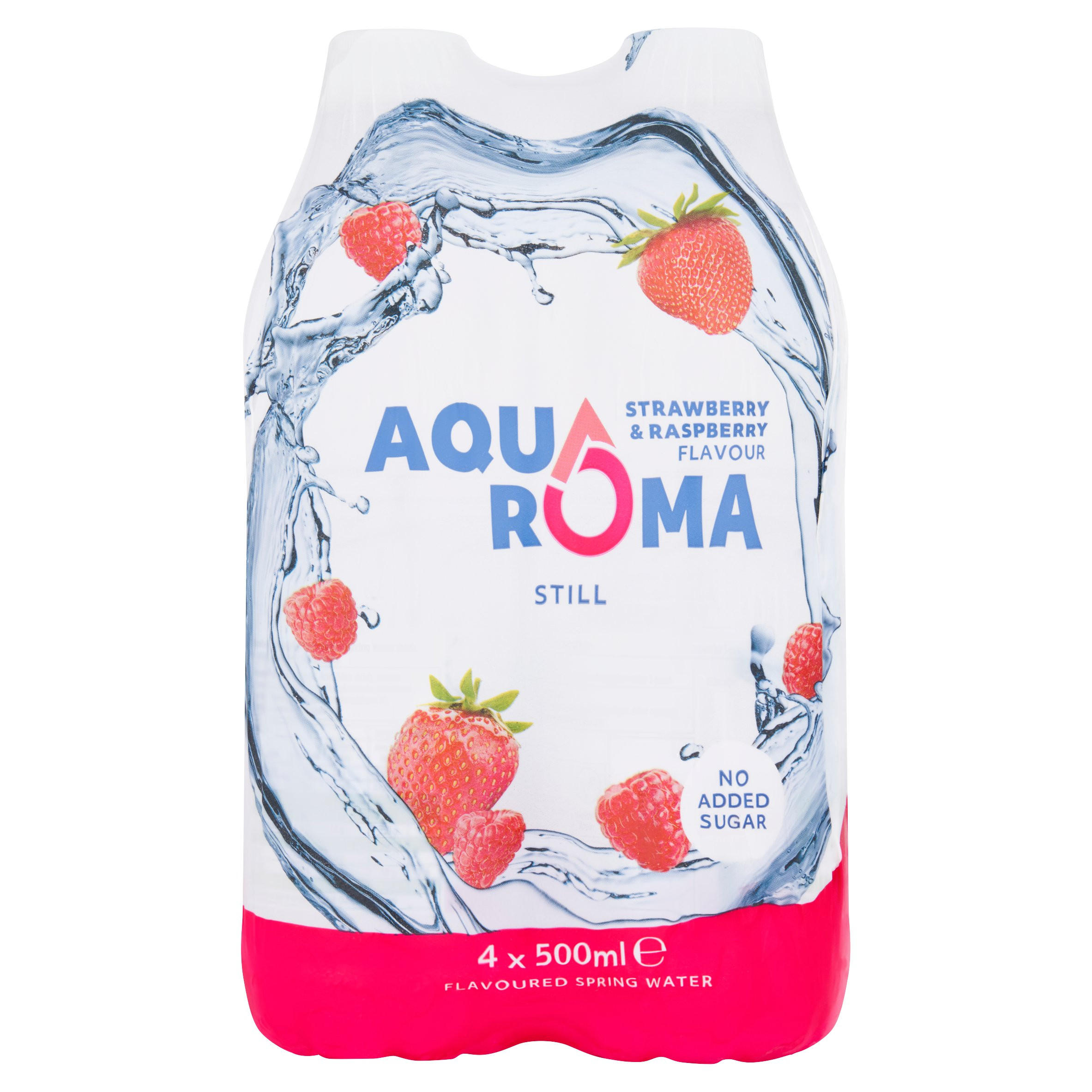 Aqua Roma Strawberry & Raspberry Flavour Still Flavoured Spring Water 4 x 500ml