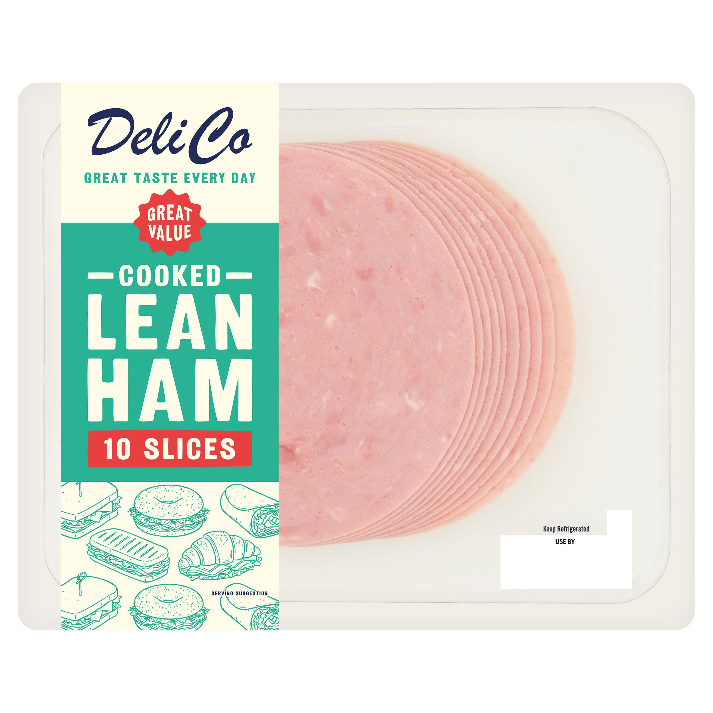 Deli Co 10 Cooked Lean Ham Slices 200g