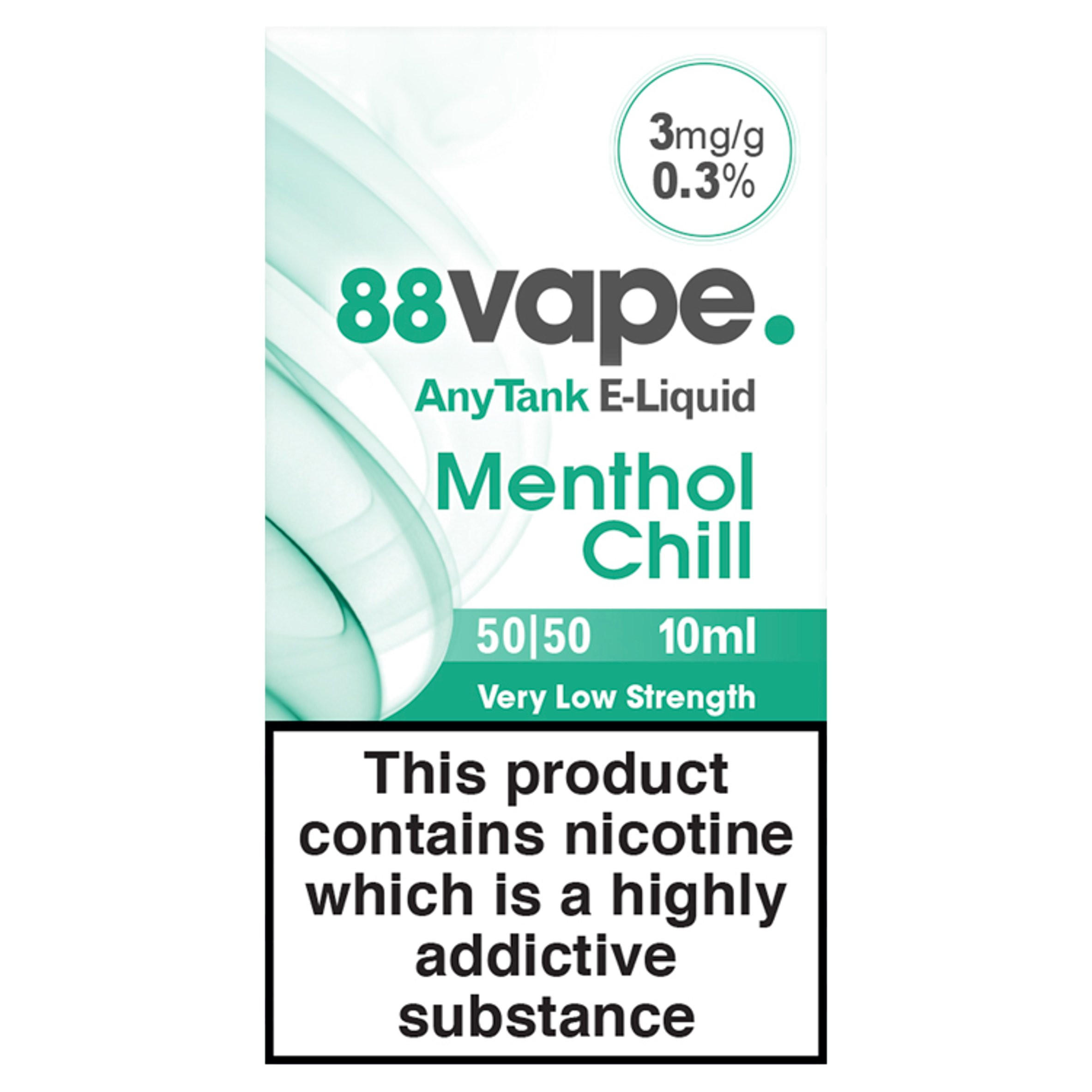 88Vape AnyTank E-Liquid 3mg Menthol Chill 10ml