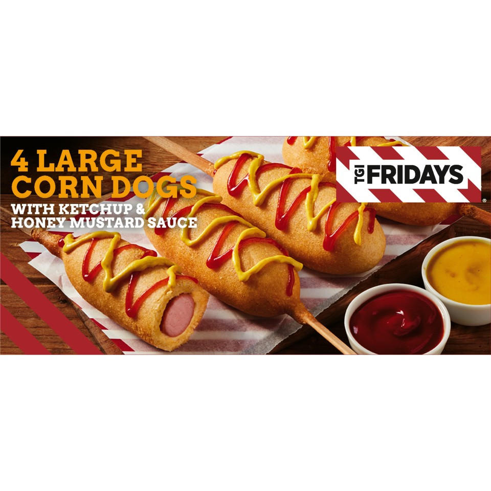 TGI Fridays 4 Corn Dogs with Ketchup & Honey Mustard Sauce 400g