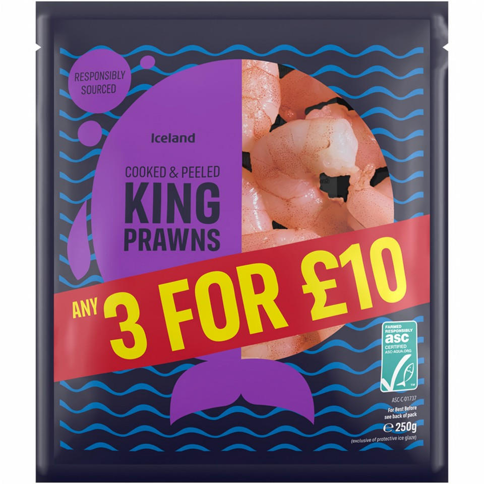 Iceland Cooked & Peeled King Prawns 250g