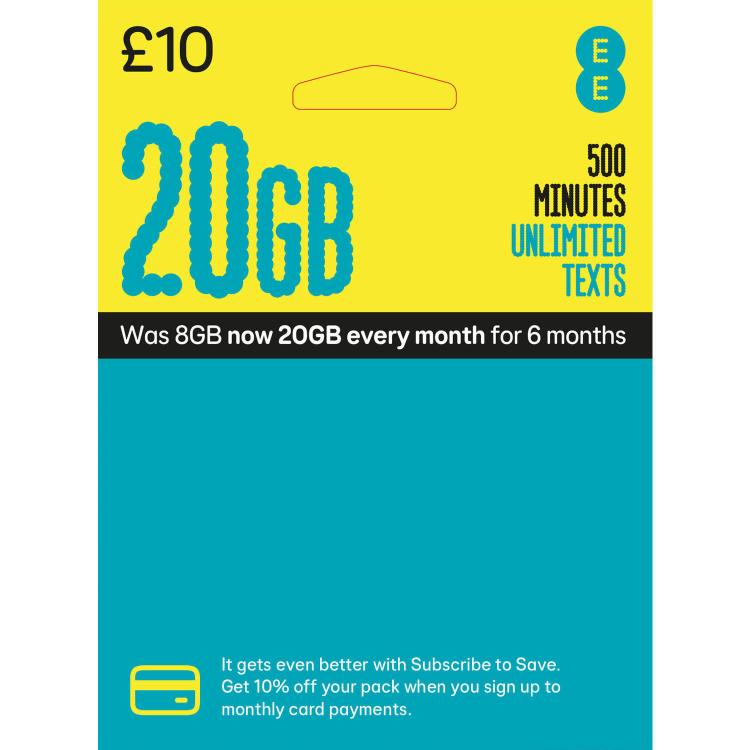 EE £10 Sim Card (Was 8GB now 20GB)