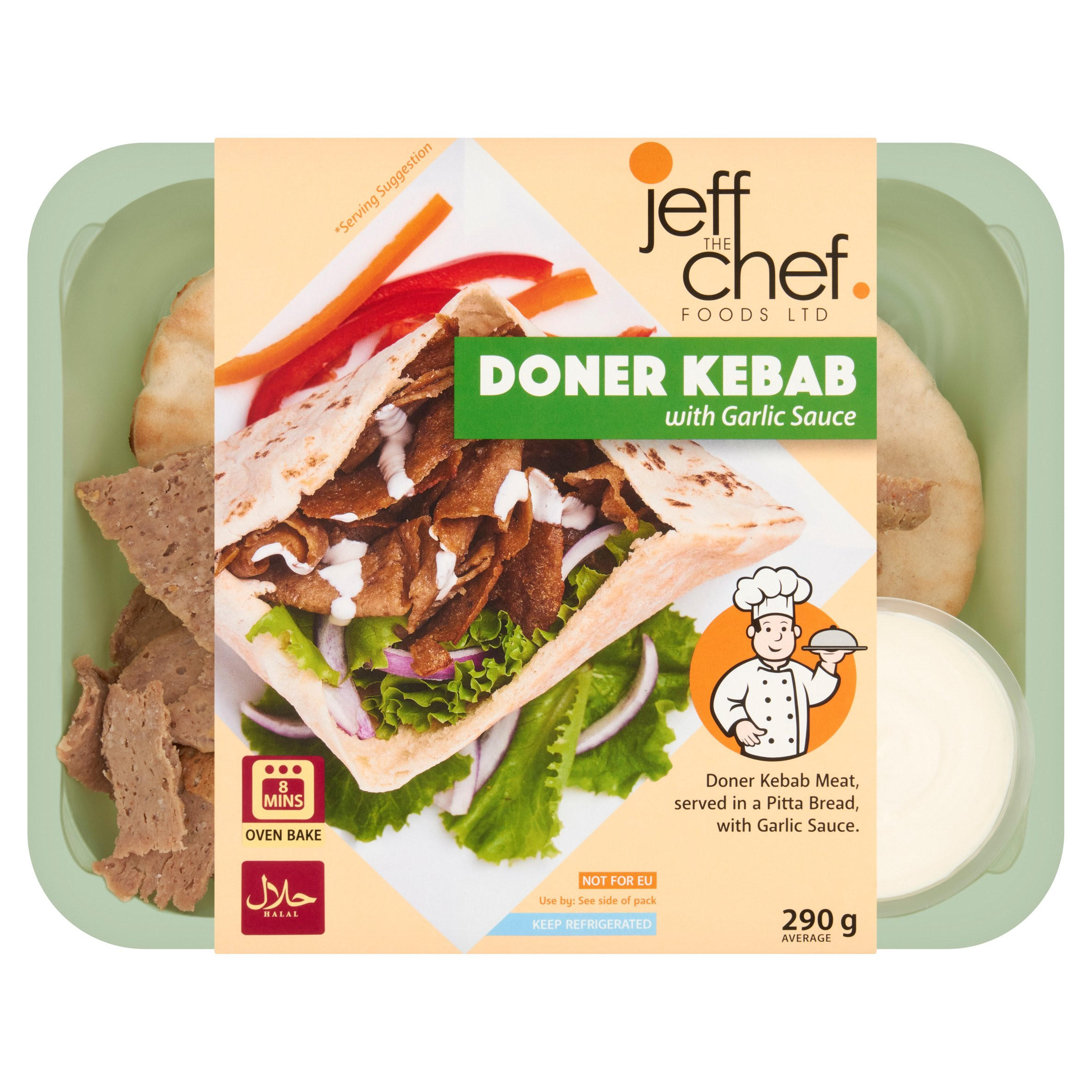 Jeff the Chef Foods Ltd Doner Kebab with Garlic Sauce 290g
