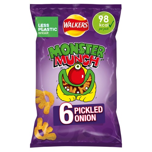 Walkers Monster Munch Pickled Onion Multipack Snacks Crisps 6x20g thumbnail 2