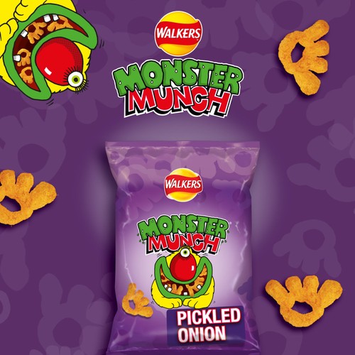 Walkers Monster Munch Pickled Onion Multipack Snacks Crisps 6x20g thumbnail 4