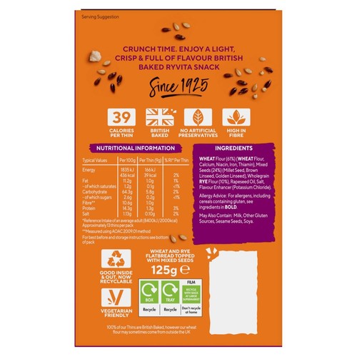 Ryvita Thins Multi-Seed Flatbread Crackers  thumbnail 2