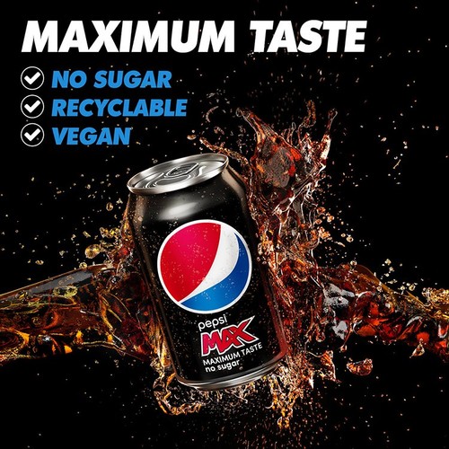 Pepsi Max No Sugar Cola Cans 8 x 330ml thumbnail 2