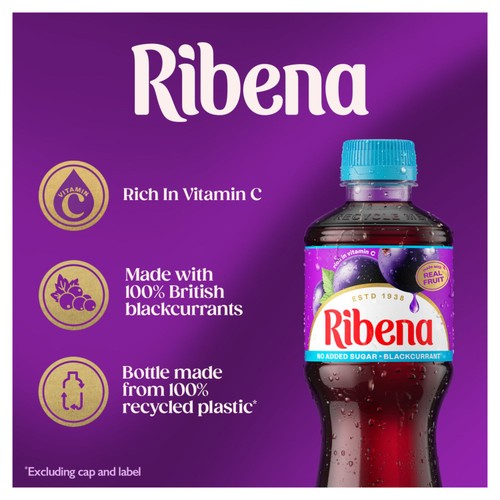 Ribena Blackcurrant Juice Drink No Added Sugar 500ml thumbnail 2