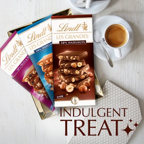 Lindt Les Grandes Dark Chocolate Hazelnut Bar 150g thumbnail 5