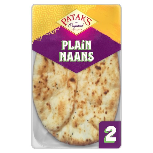 Patak's Authentic & Flame Baked Plain Naan Breads 2 pack