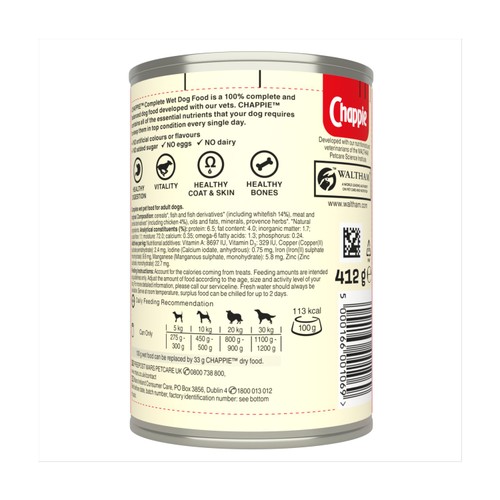 Chappie Adult Wet Dog Food Tin Original In Loaf  thumbnail 3