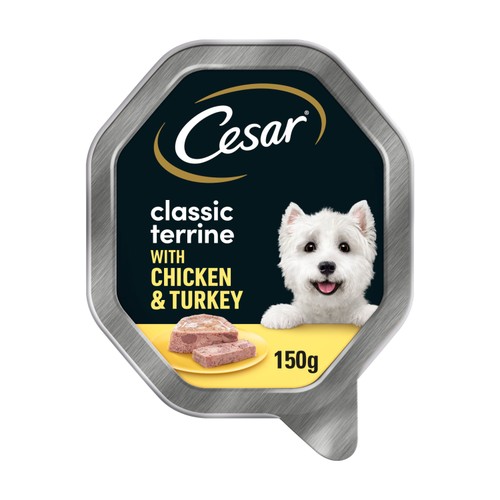 Cesar Classic Terrine Wet Dog Food Tray Chicken & Turkey in Loaf 150g
