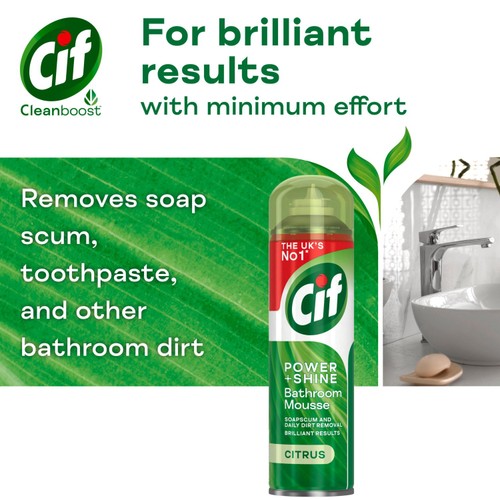 Cif Citrus Power & Shine Bathroom Mousse 500ml thumbnail 3