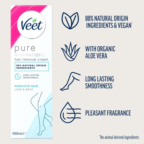 Veet Pure Hair Removal Cream Body & Legs for Sensitive Skin thumbnail 2