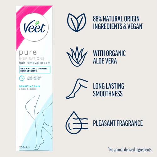 Veet Pure Hair Removal Cream Body & Legs for Sensitive Skin thumbnail 2