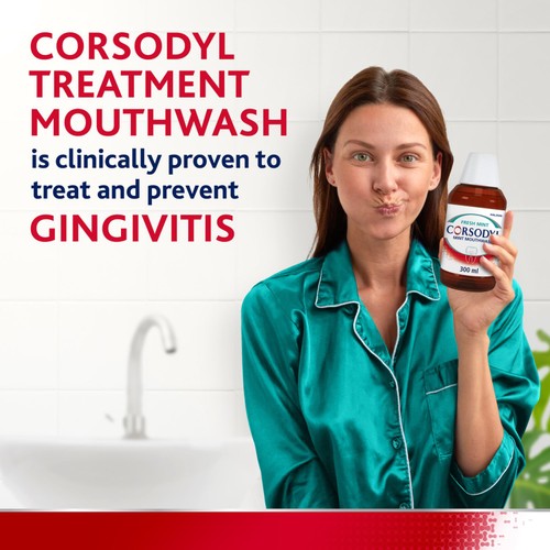 Corsodyl Medicated Antibacterial Mouthwash Fresh Mint, 300ml thumbnail 5