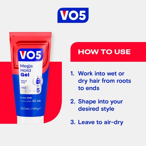 VO5 Mega Hold Styling Gel 200ml thumbnail 3